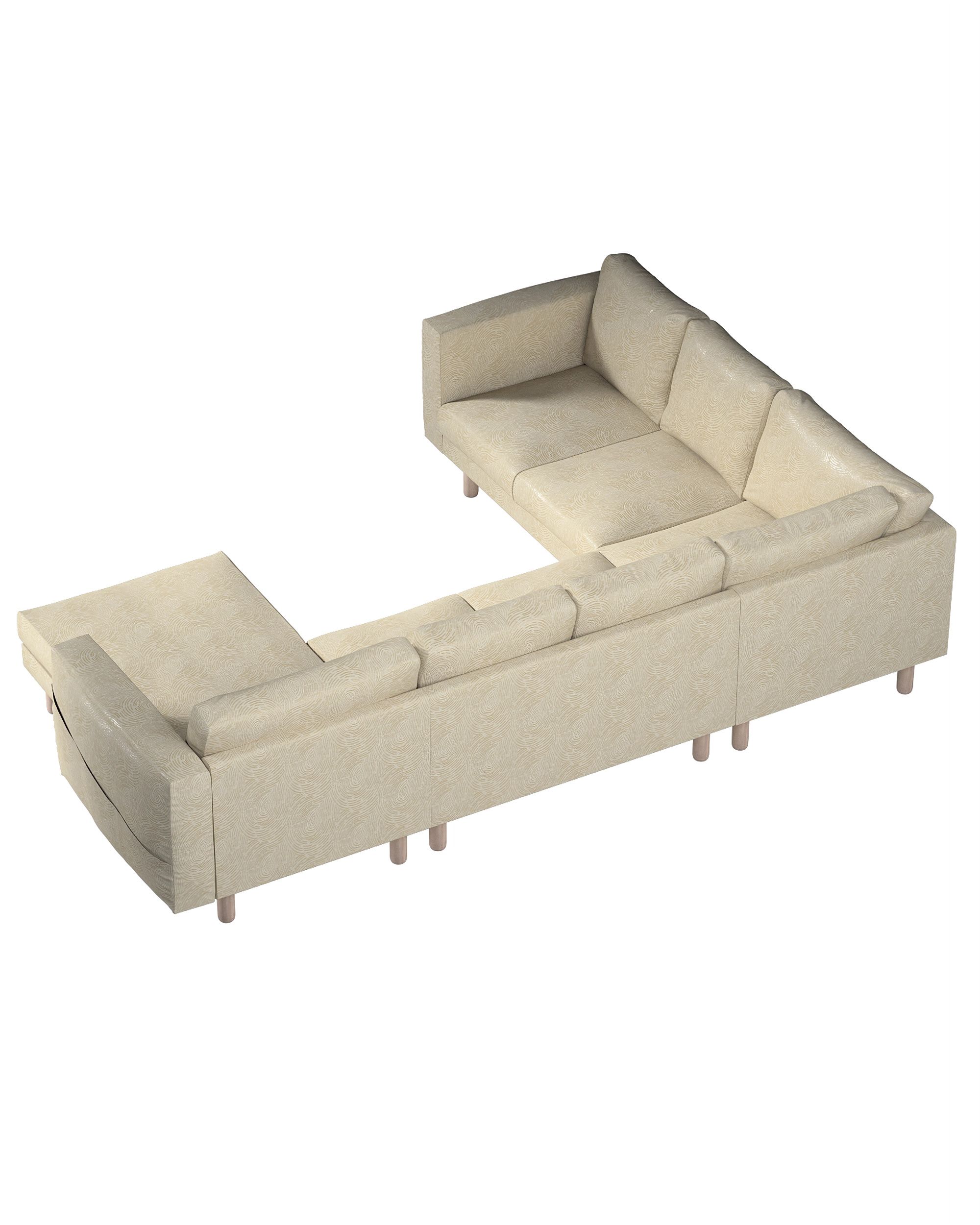 Norsborg betræk hjørnesofa 5 personer med chaiselong farve beige stof blank, grov, mønstret (hover)