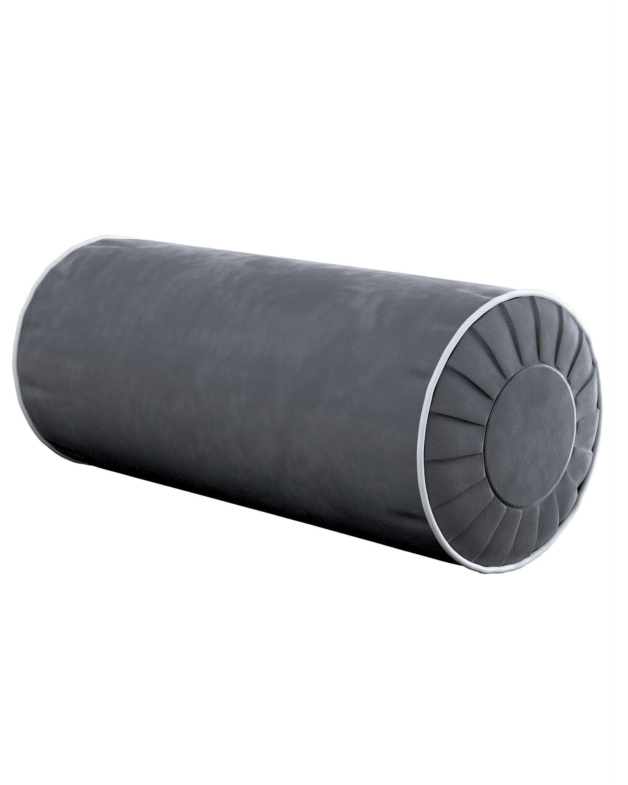 Cylinderpude med folder i velour farve grå stof blank, velour