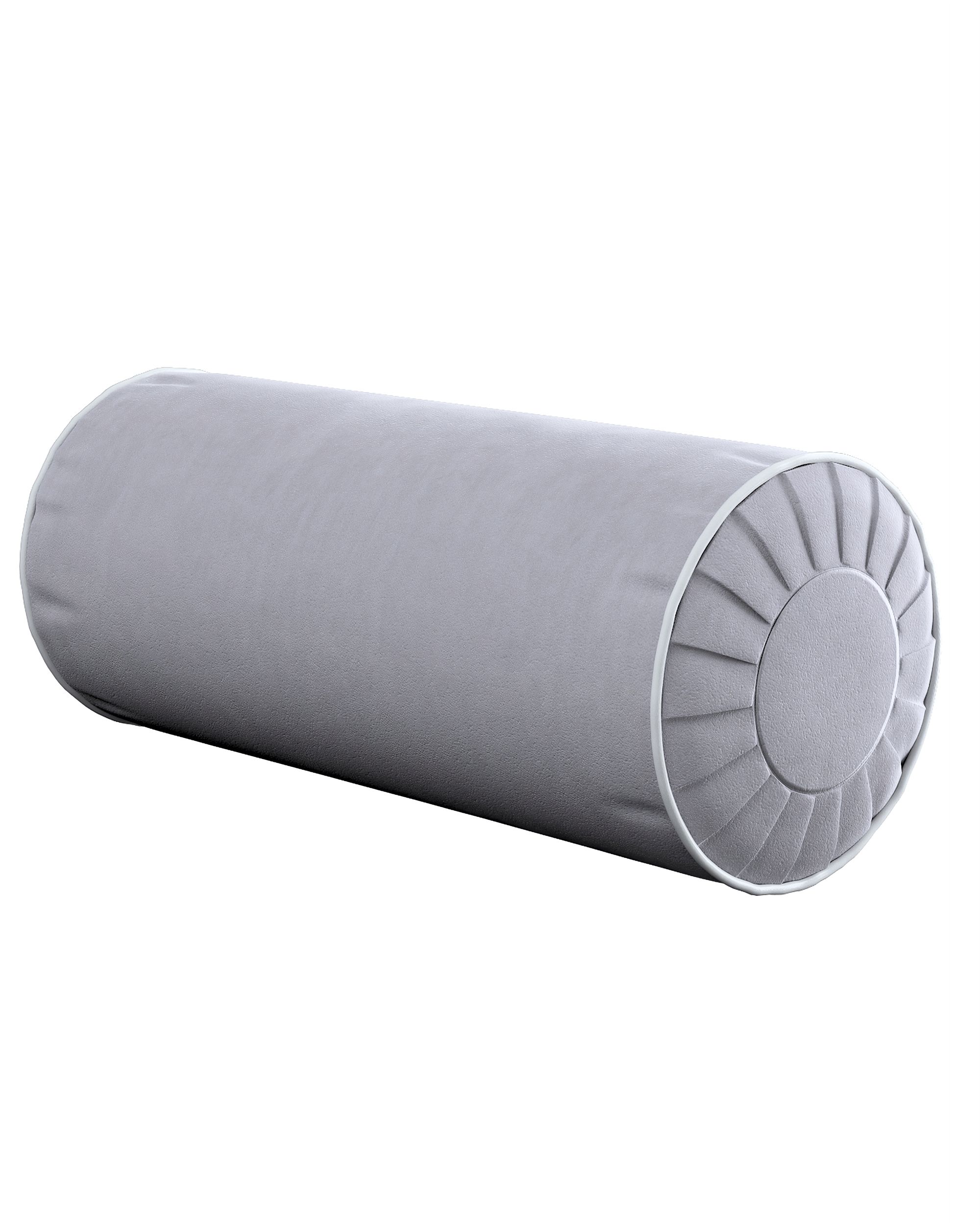 Cylinderpude med folder i velour farve grå stof blank, velour