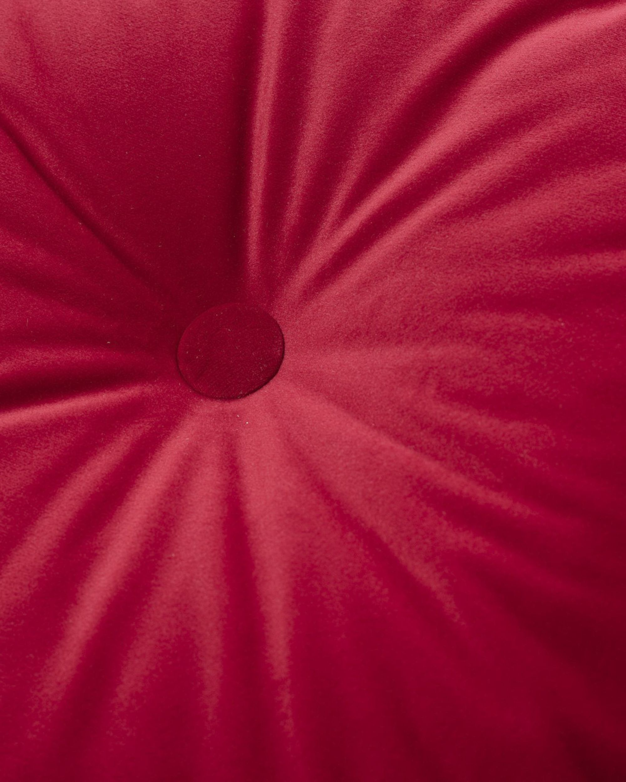 Rund velourpude farve rød stof blank, velour (hover)