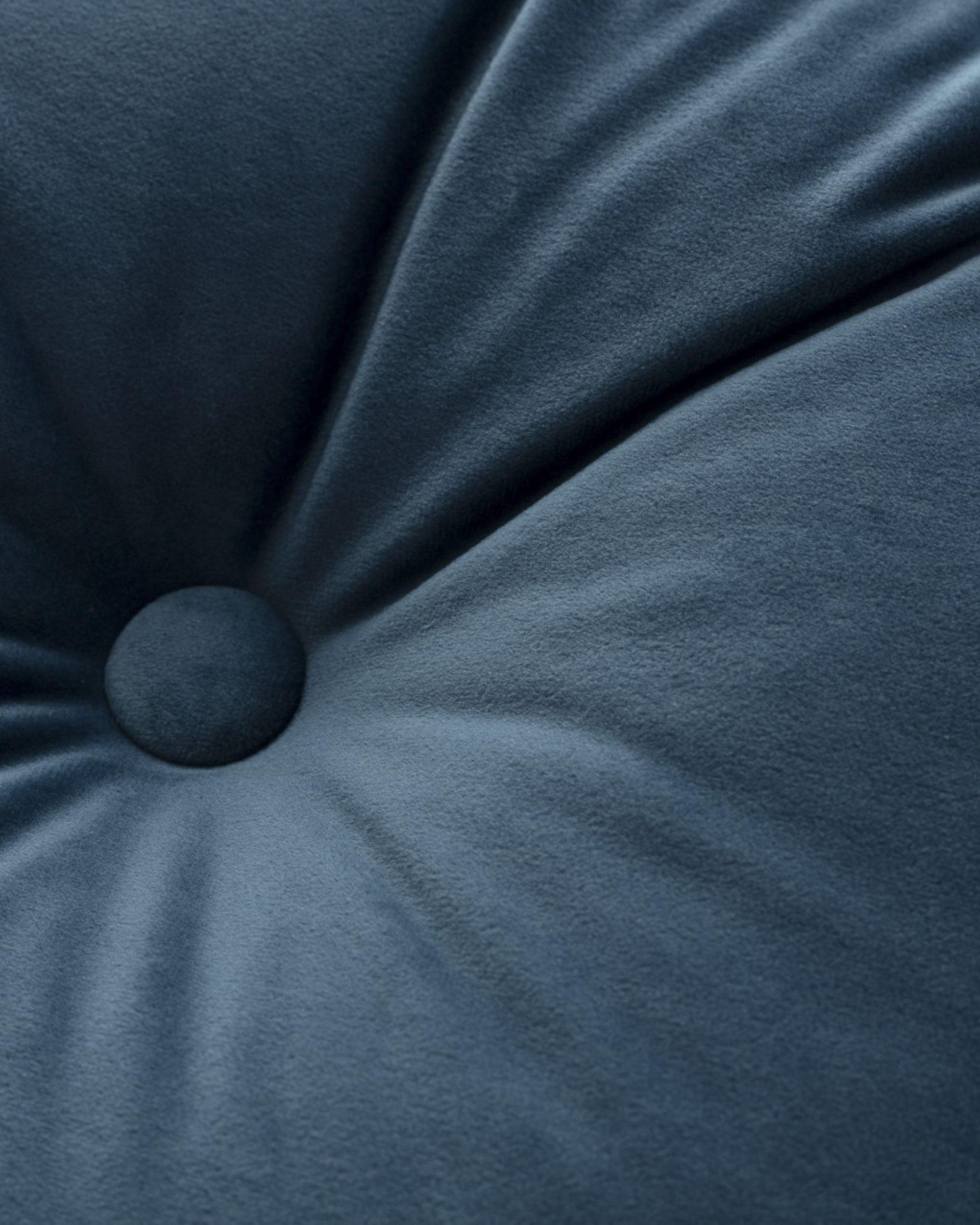 Rund velourpude farve blå stof blank, velour (hover)