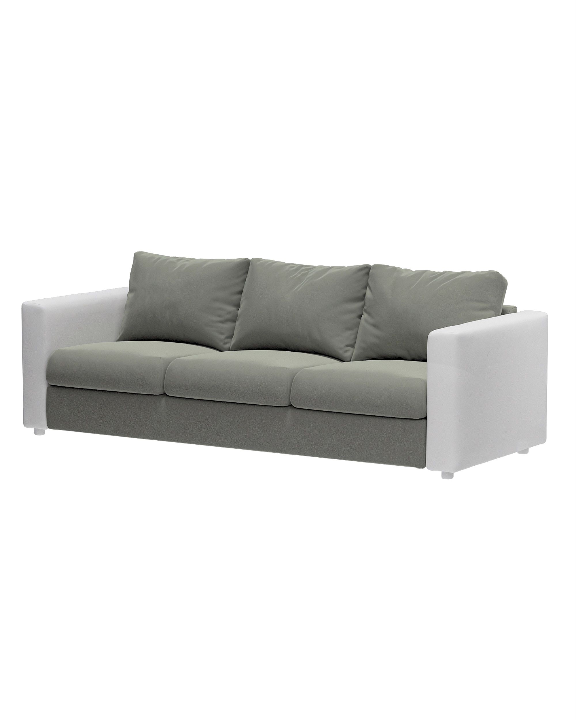 Vimle betræk 3-pers. sofa u.armlæn farve grå stof blank, velour