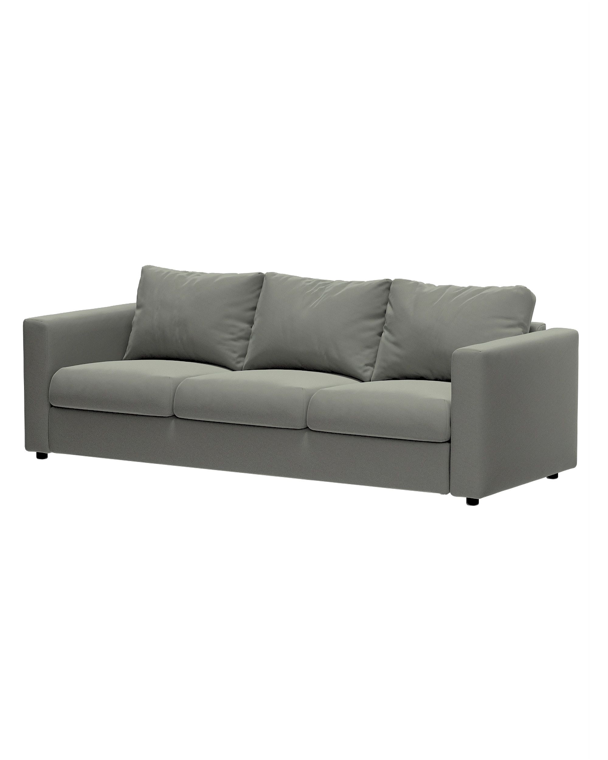 Vimle betræk 3-pers. sofa u.armlæn farve grå stof blank, velour (hover)