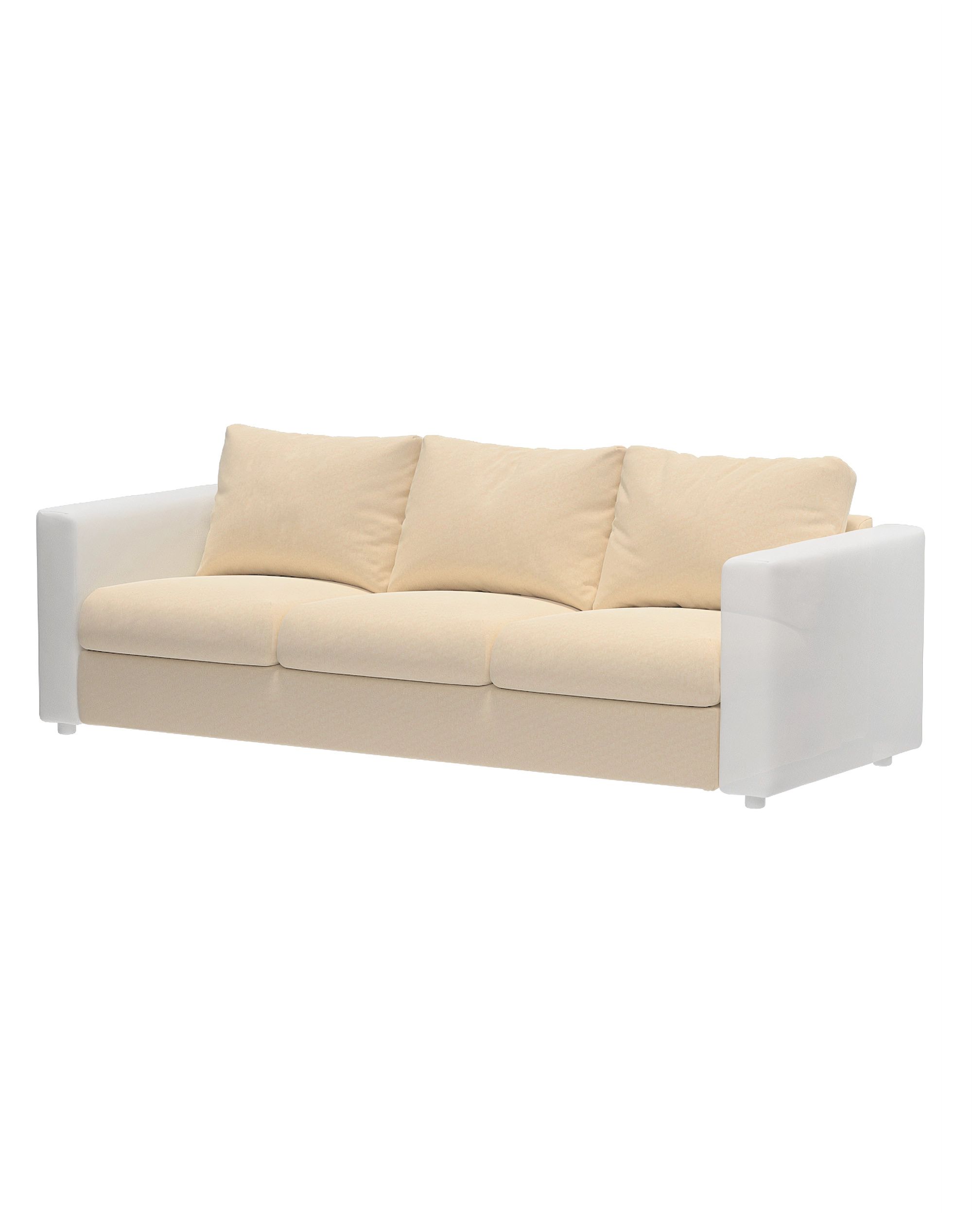 Vimle betræk 3-pers. sofa u.armlæn farve naurhvid stof blank, velour