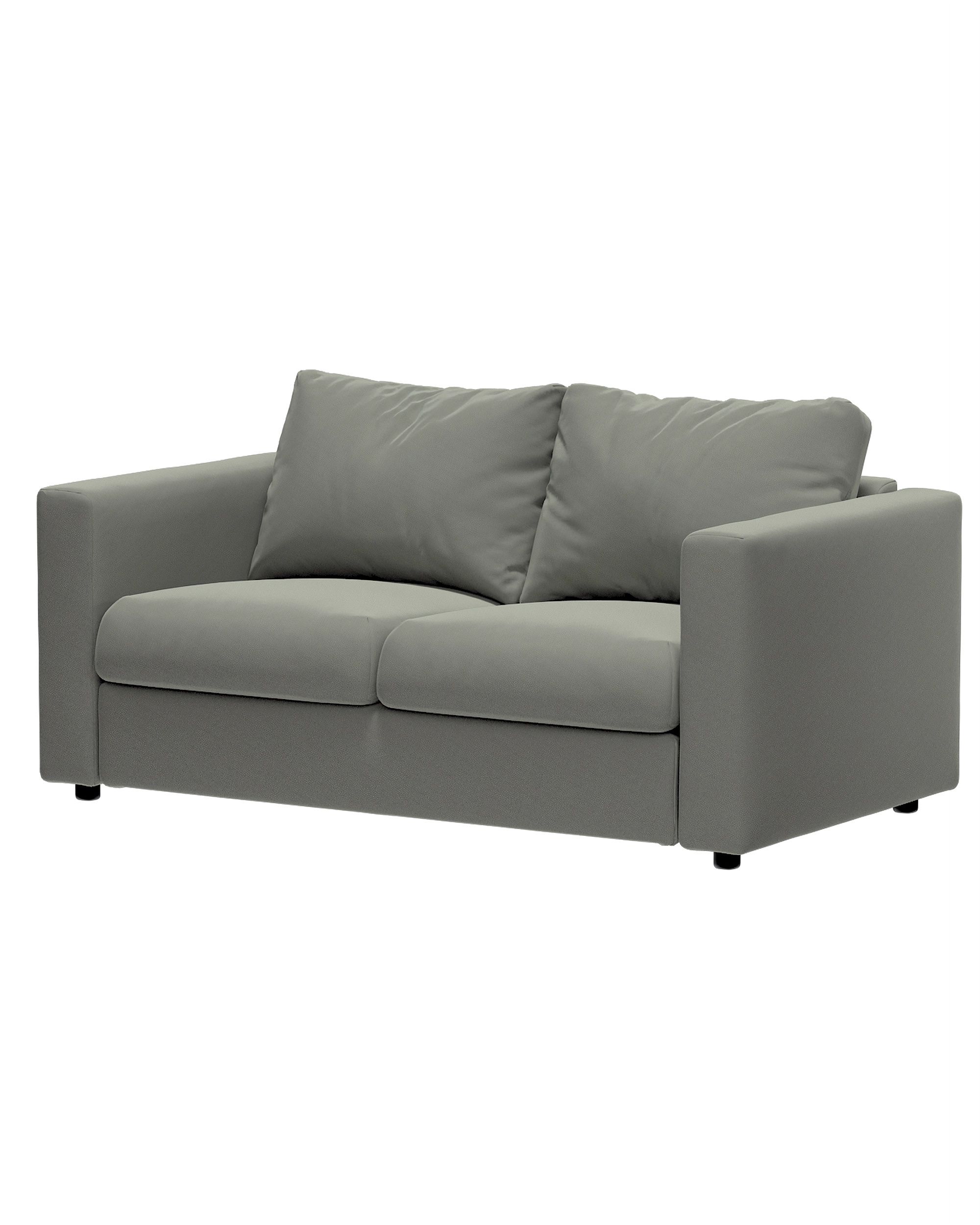 Vimle betræk 2-pers. sofa u.armlæn farve grå stof blank, velour (hover)
