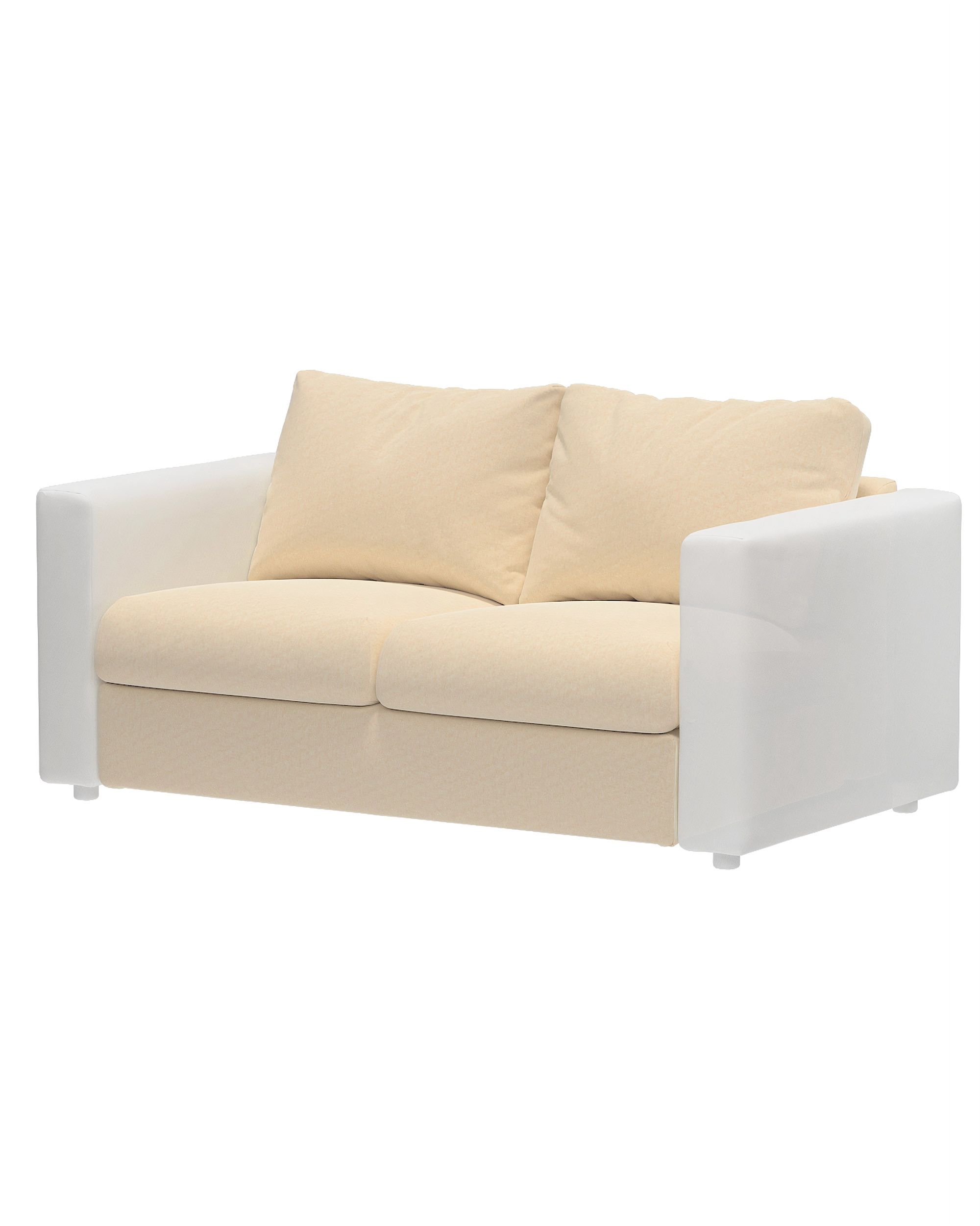 Vimle betræk 2-pers. sofa u.armlæn farve naurhvid stof blank, velour