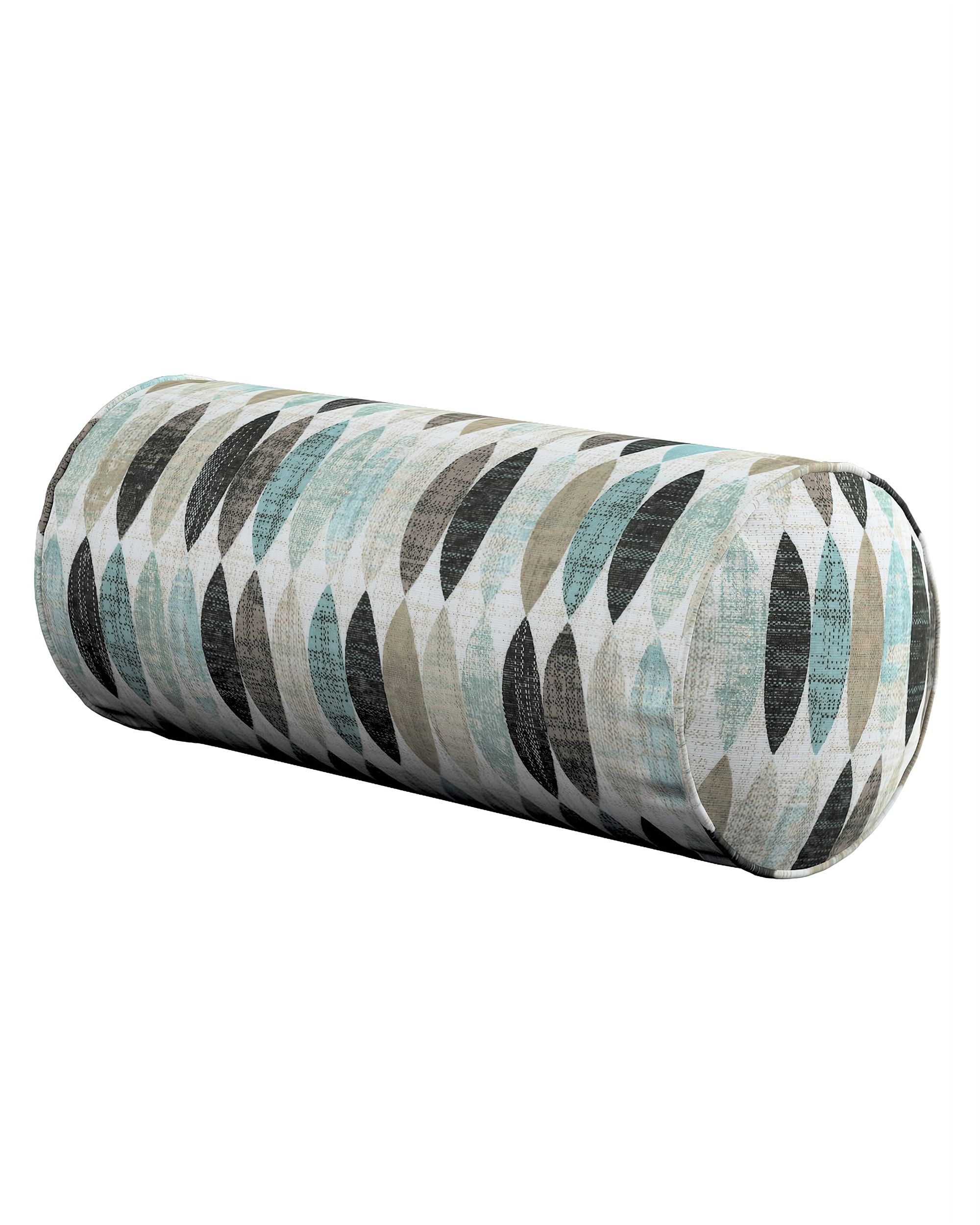 Cylinderpude farve beige stof mønstret