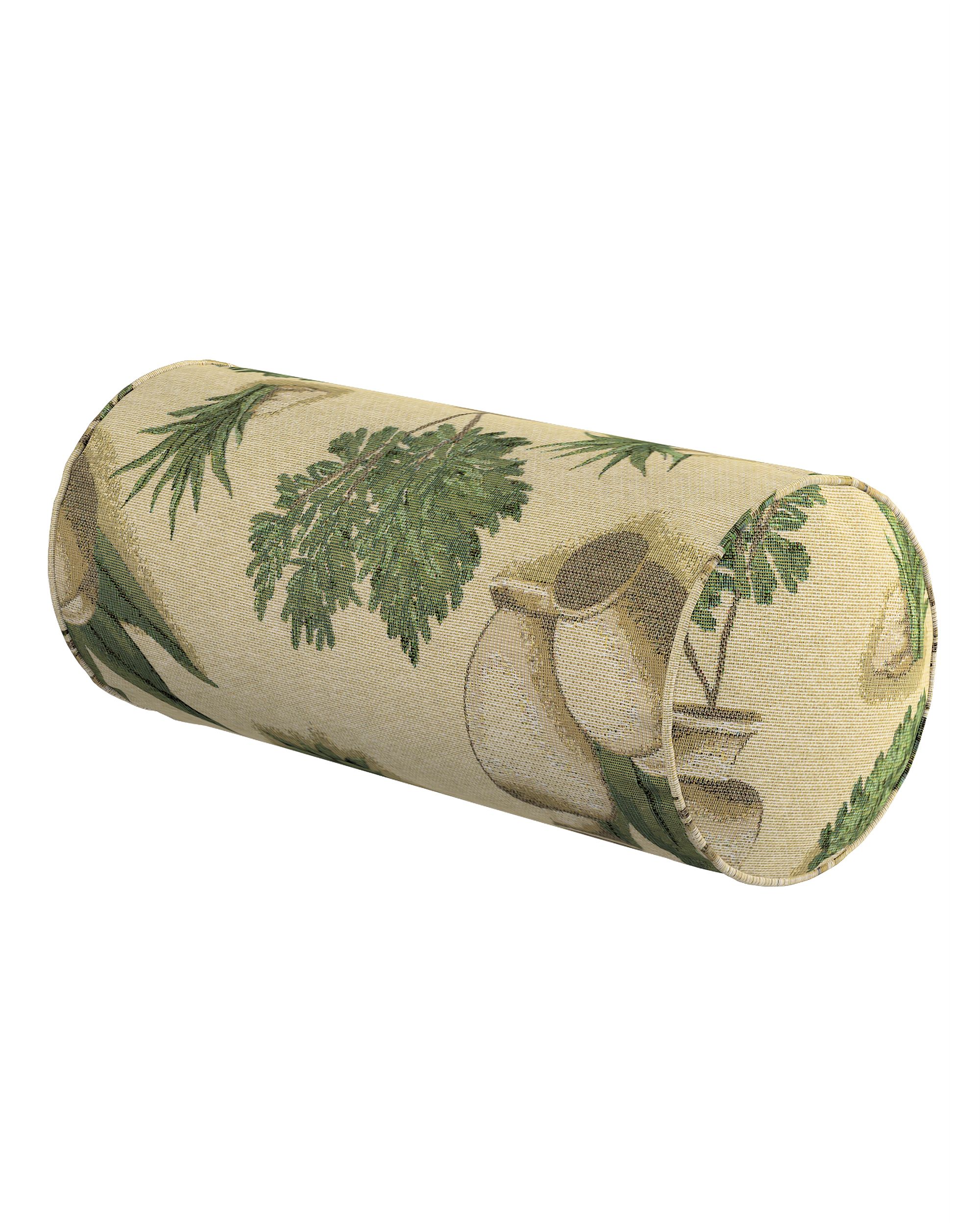 Cylinderpude farve beige stof grov, mønstret