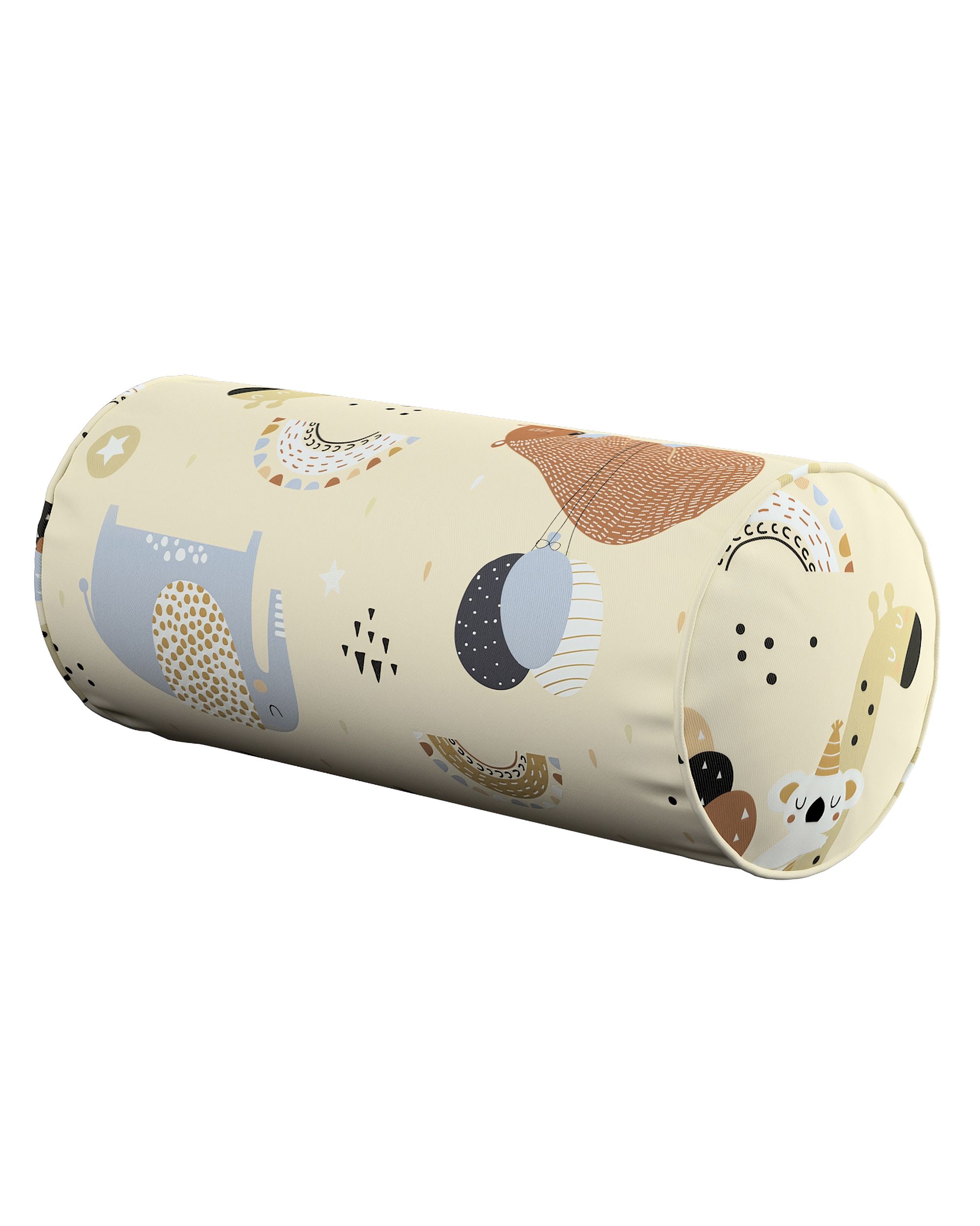 Cylinderpude farve beige stof mønstret
