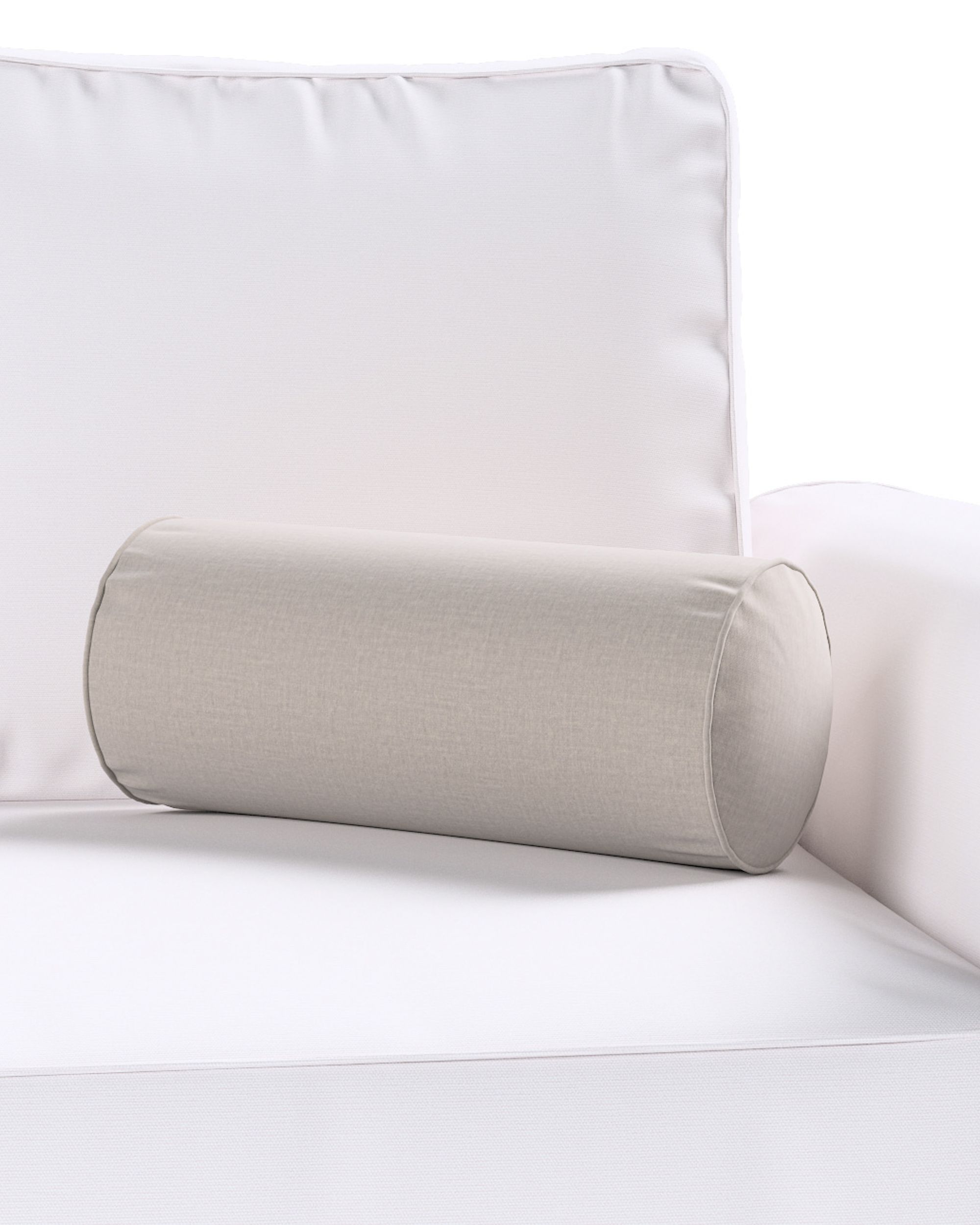 Cylinderpude farve beige stof velour (hover)