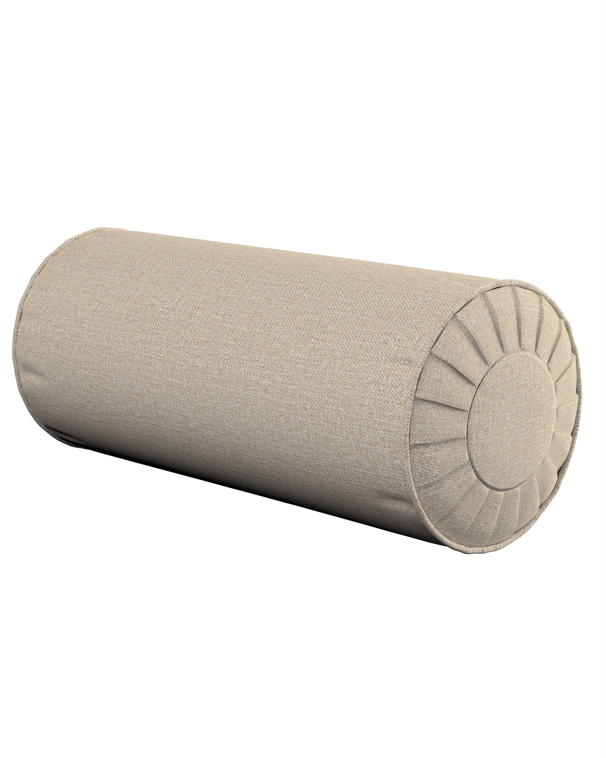 Cylinderpude med folder farve beige stof grov