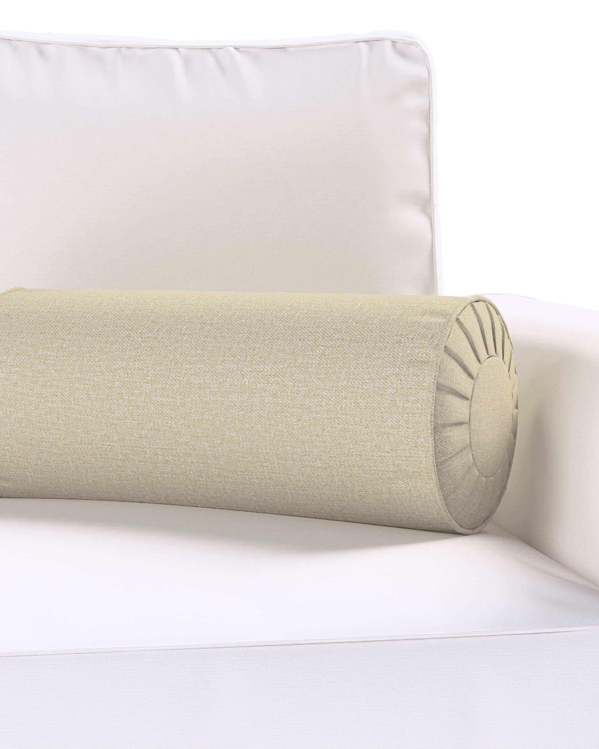Cylinderpude med folder farve beige stof grov (hover)