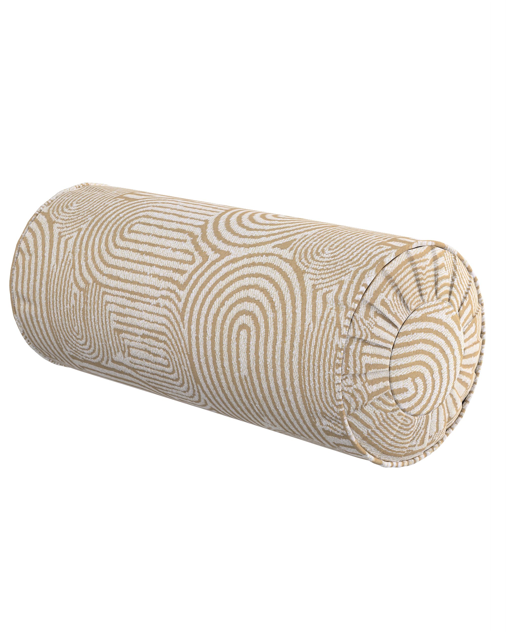Cylinderpude med folder farve beige stof grov, mønstret