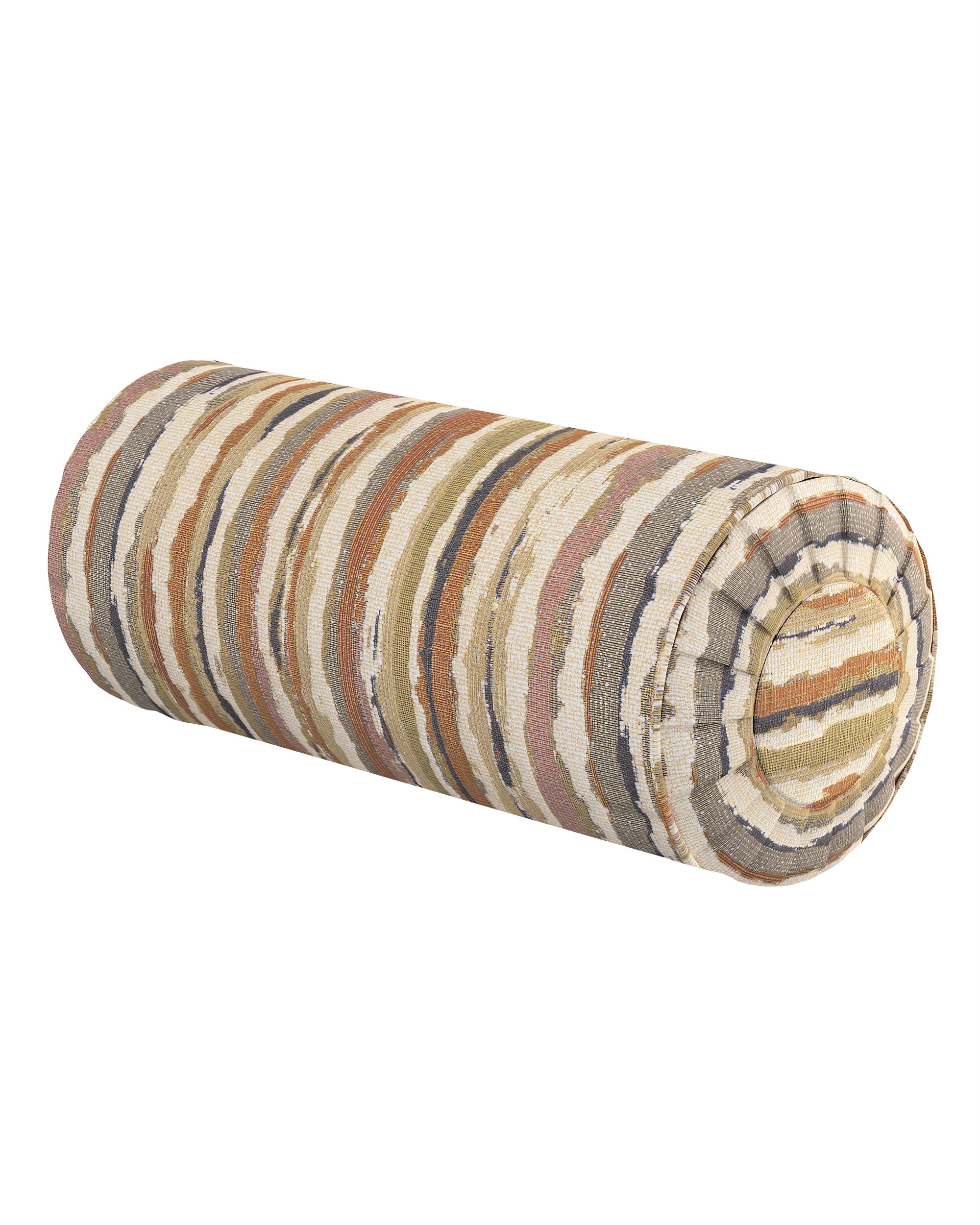 Cylinderpude med folder farve beige stof grov, mønstret