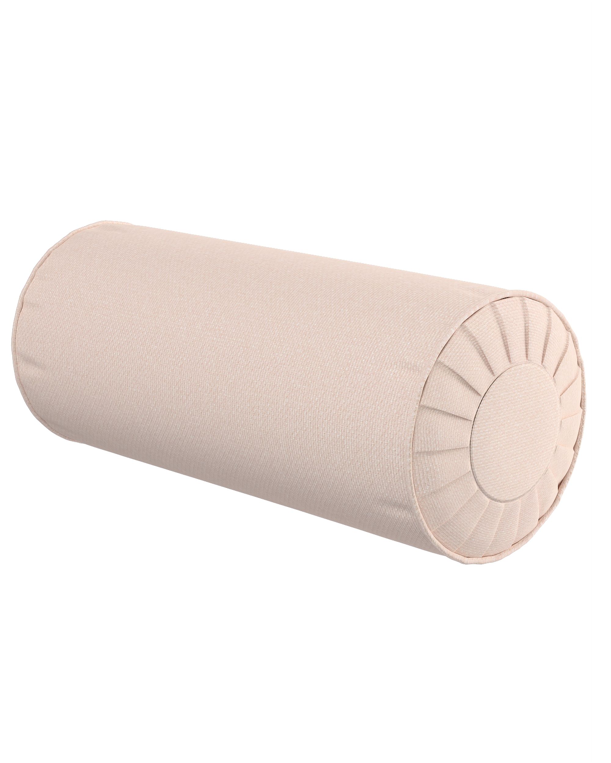 Cylinderpude med folder farve pink stof grov