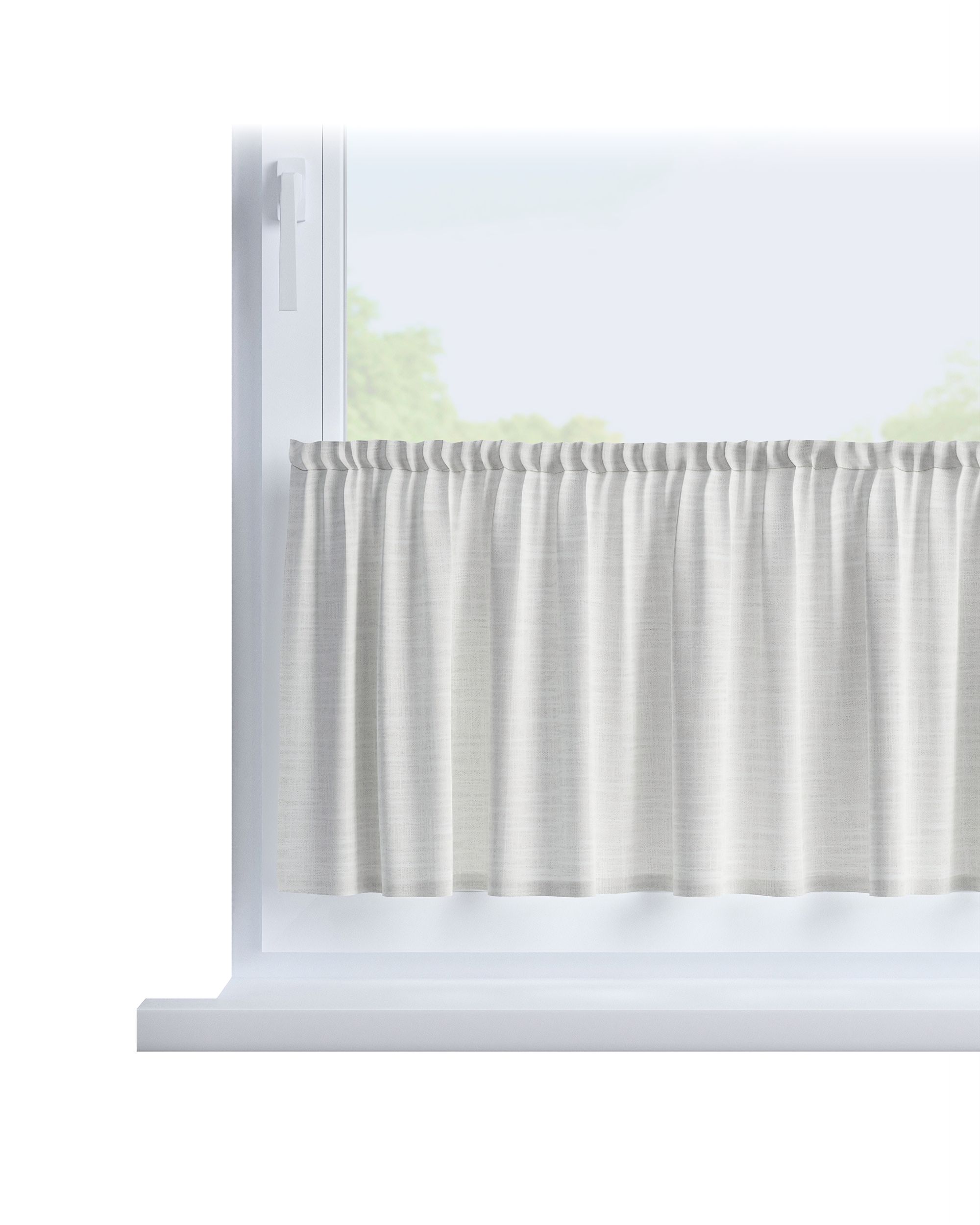 Cafegardin med løbegang H40cm farve creme stof grov