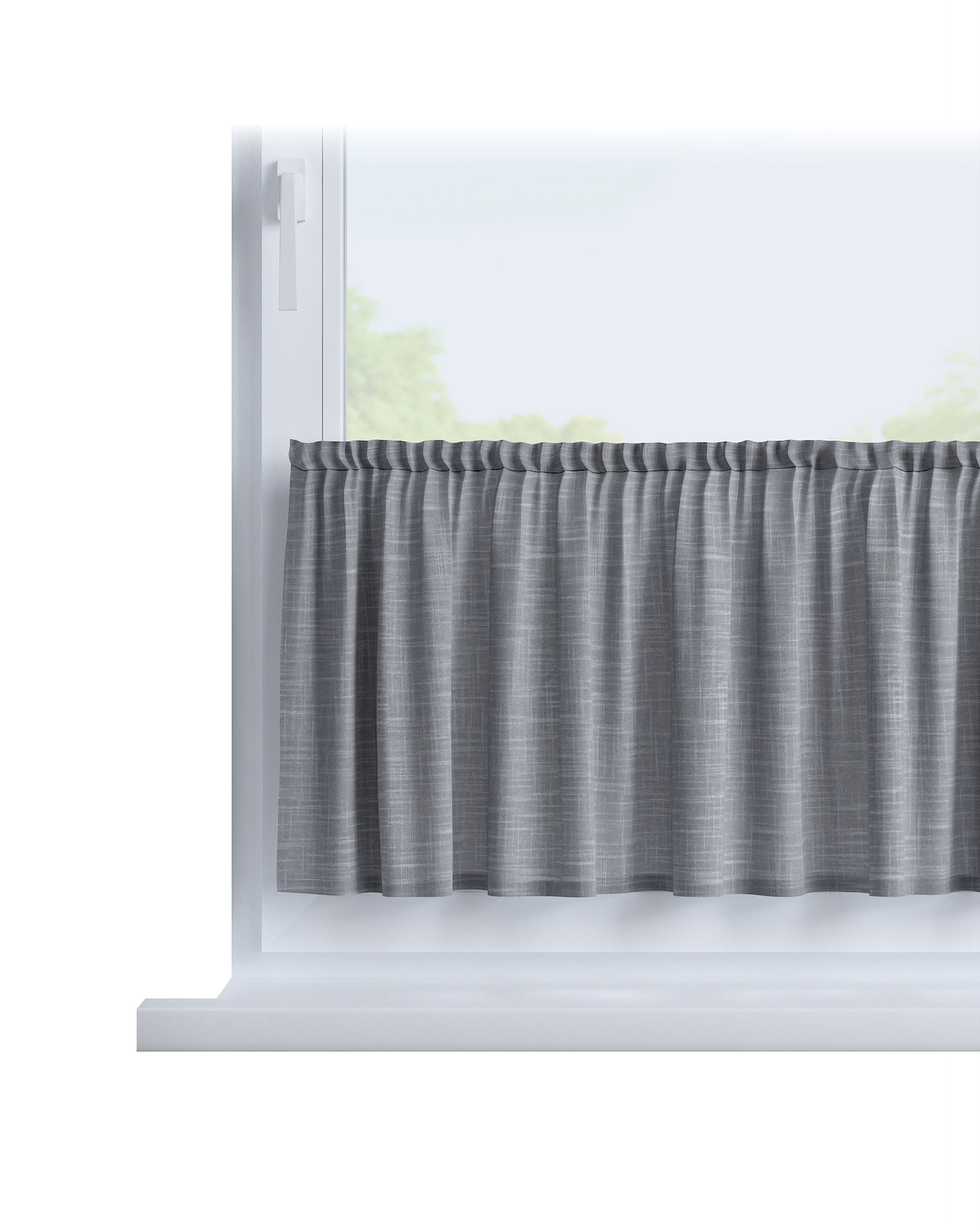 Cafegardin med løbegang H40cm farve grå stof grov