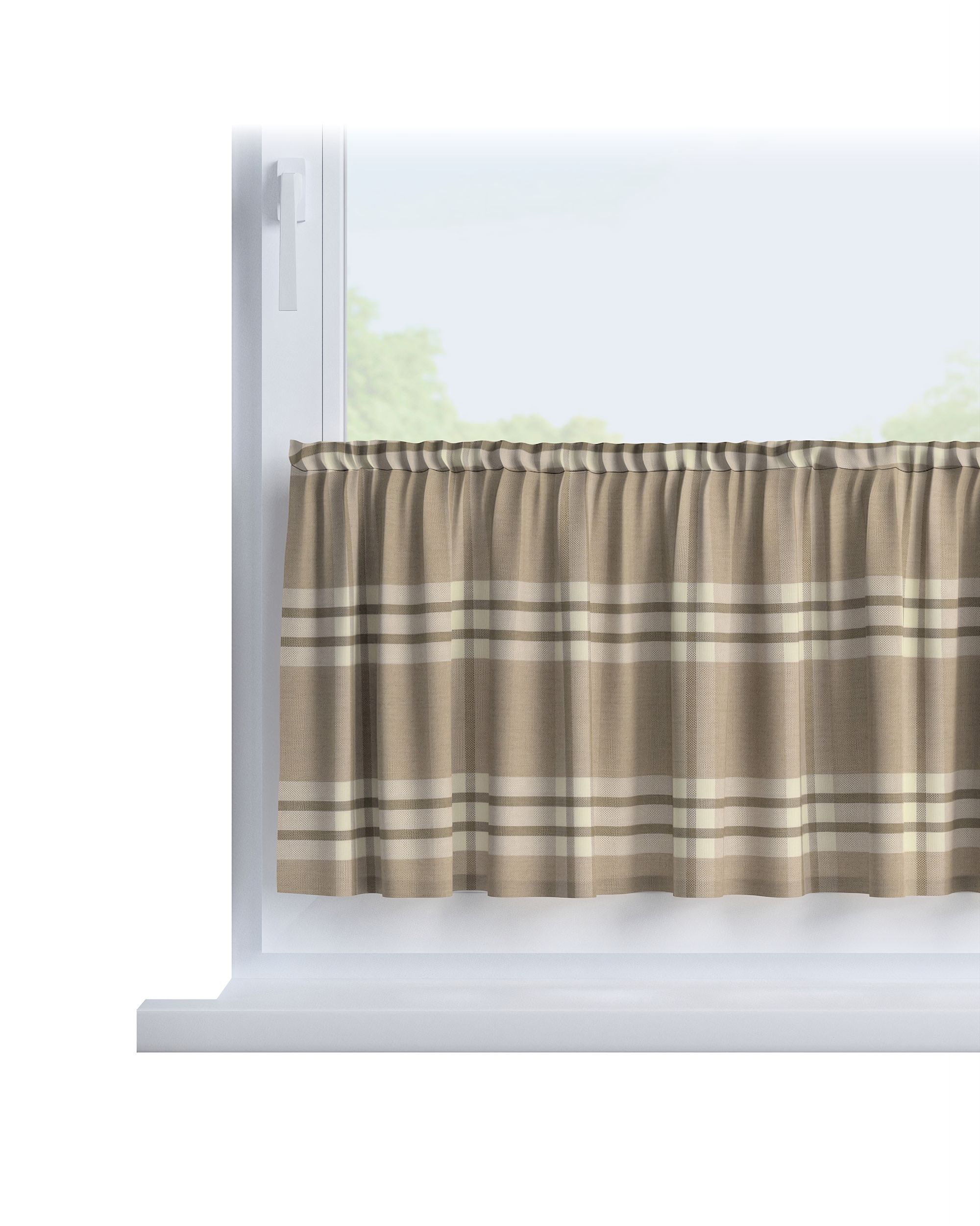 Cafegardin med løbegang H40cm farve beige