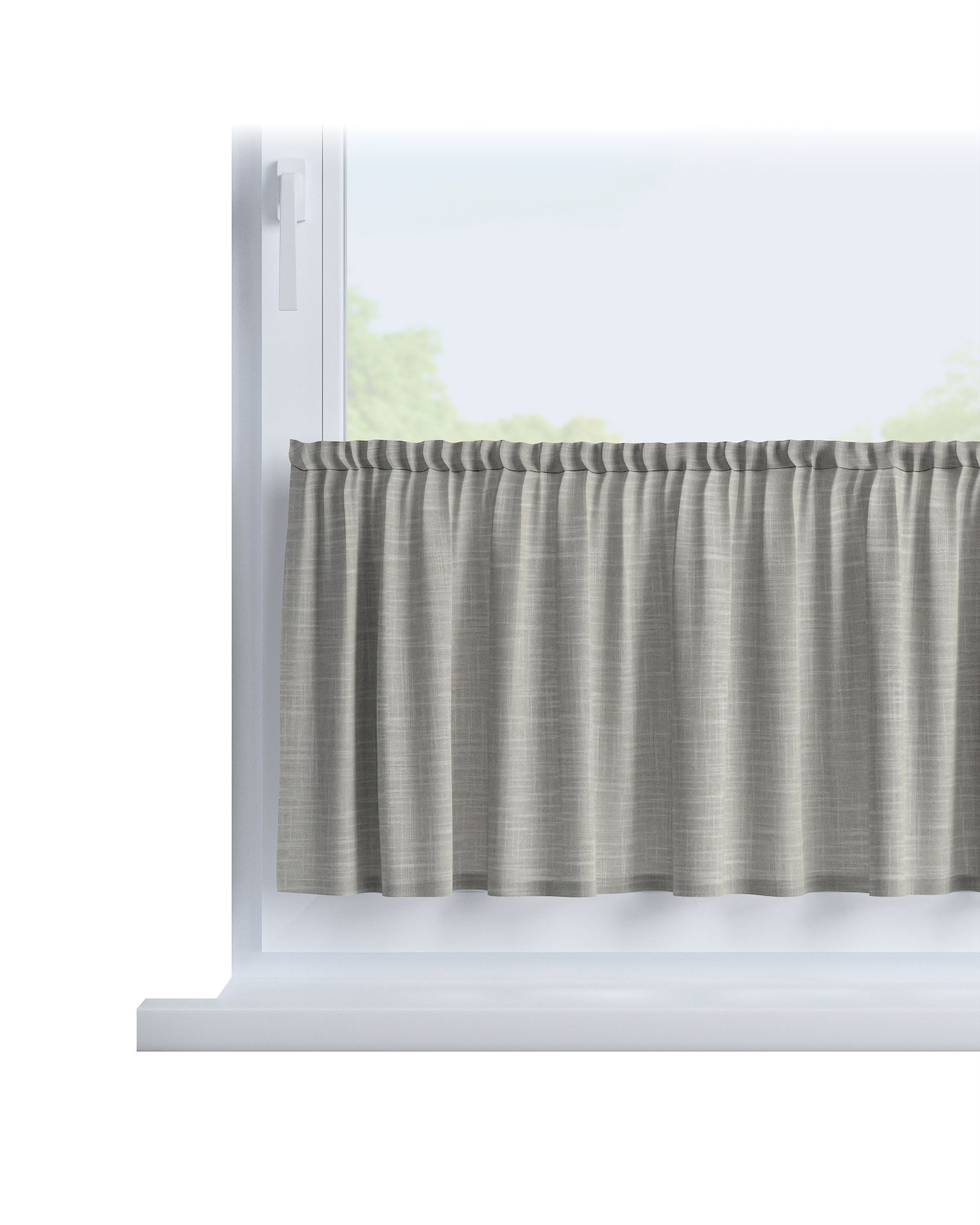 Cafegardin med løbegang H40cm farve beige stof grov