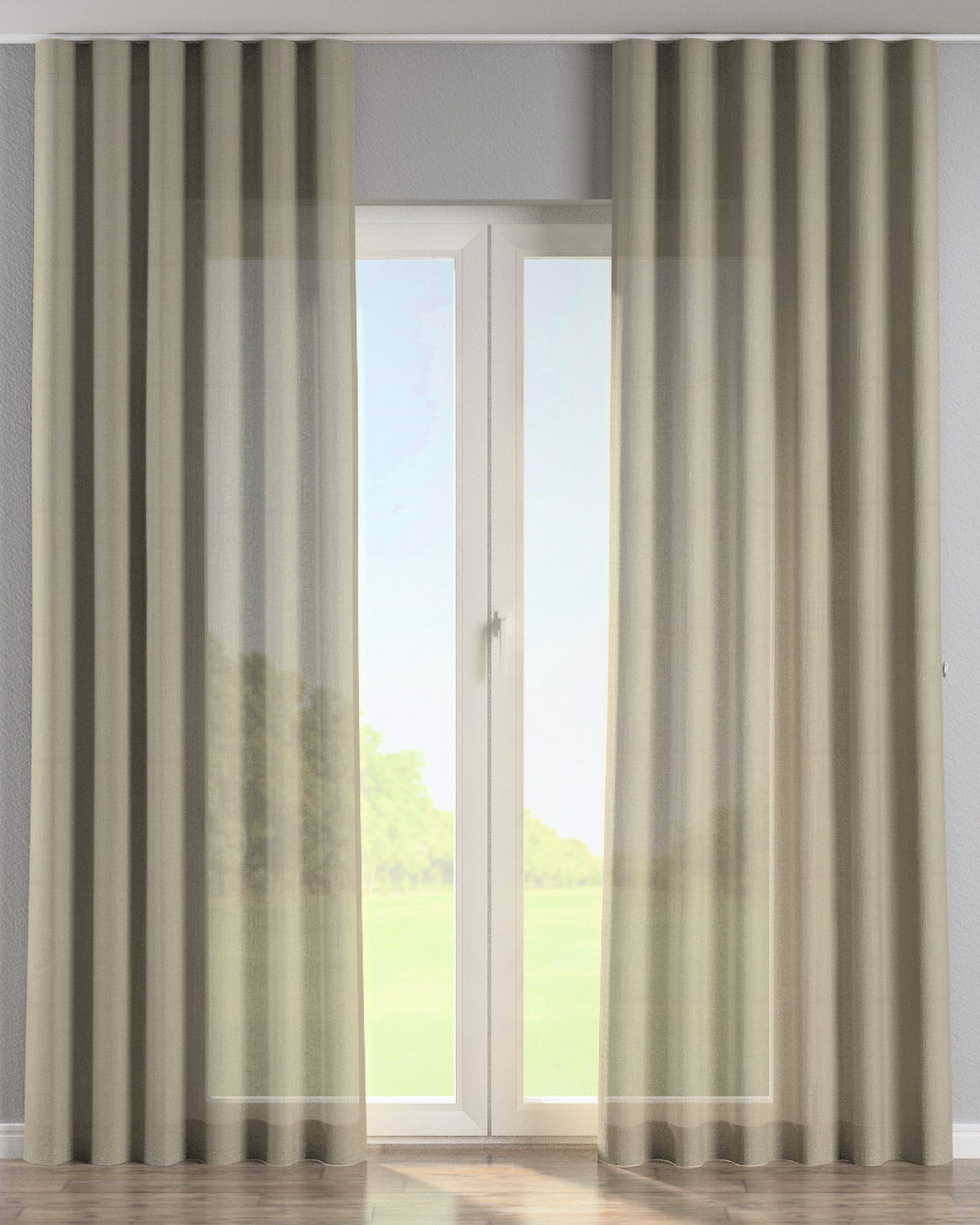 Wave Gardin 1 stk. farve beige stof lysgennemtrængende, blank, grov