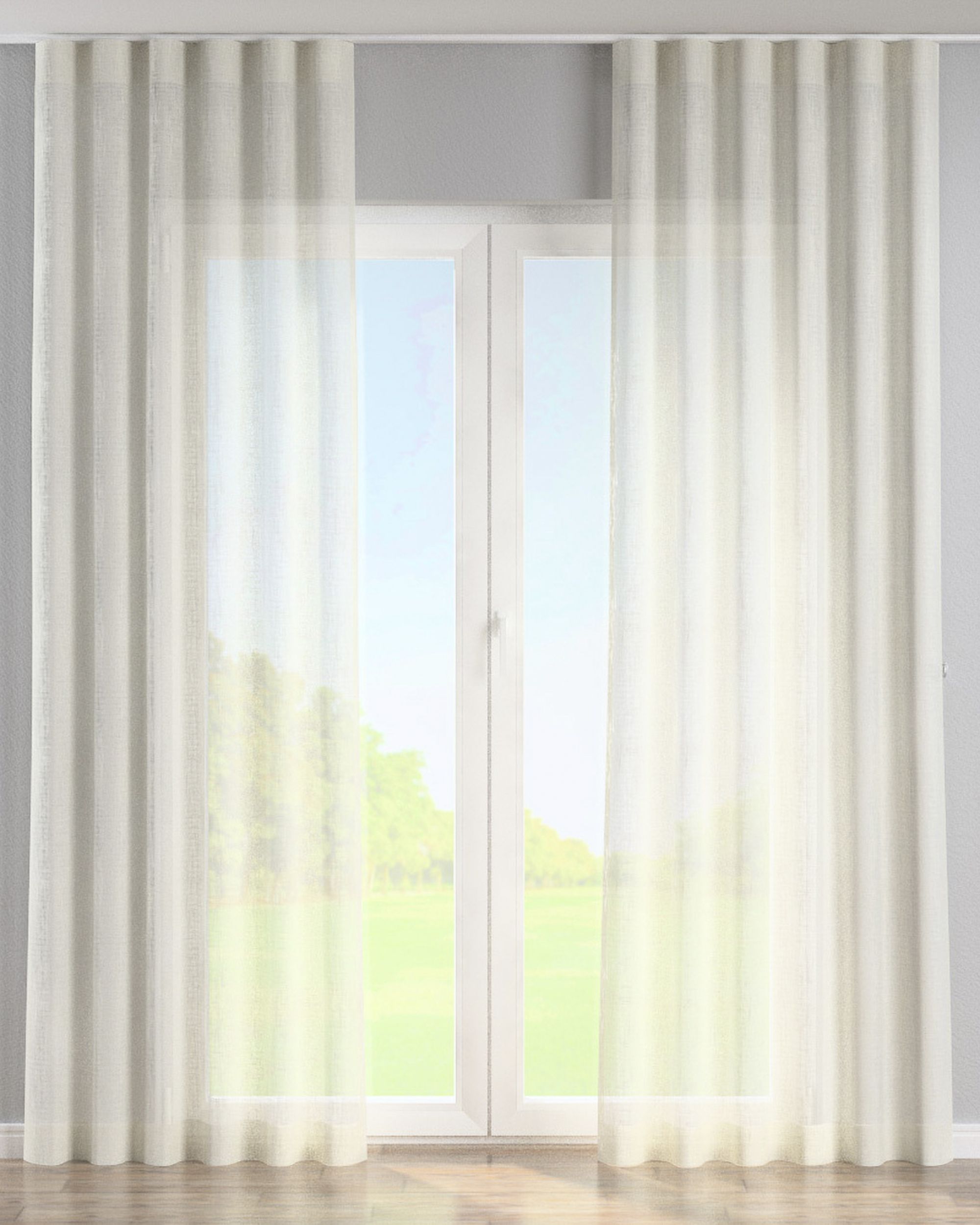 Wave Gardin 1 stk. farve hvid stof lysgennemtrængende, blank, grov