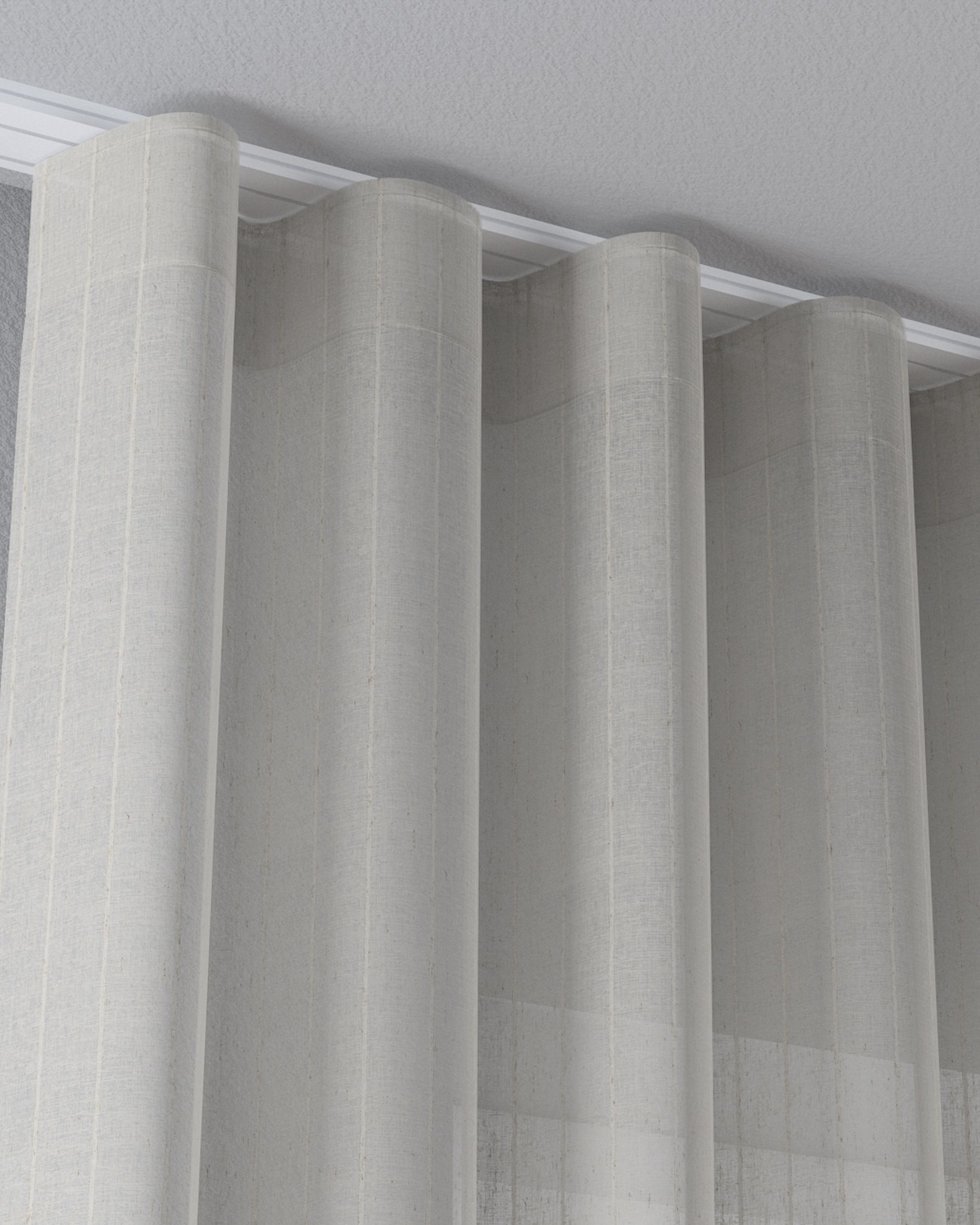 Voile Wave Gardin 1 stk. farve beige stof lysgennemtrængende, grov, mønstret (hover)