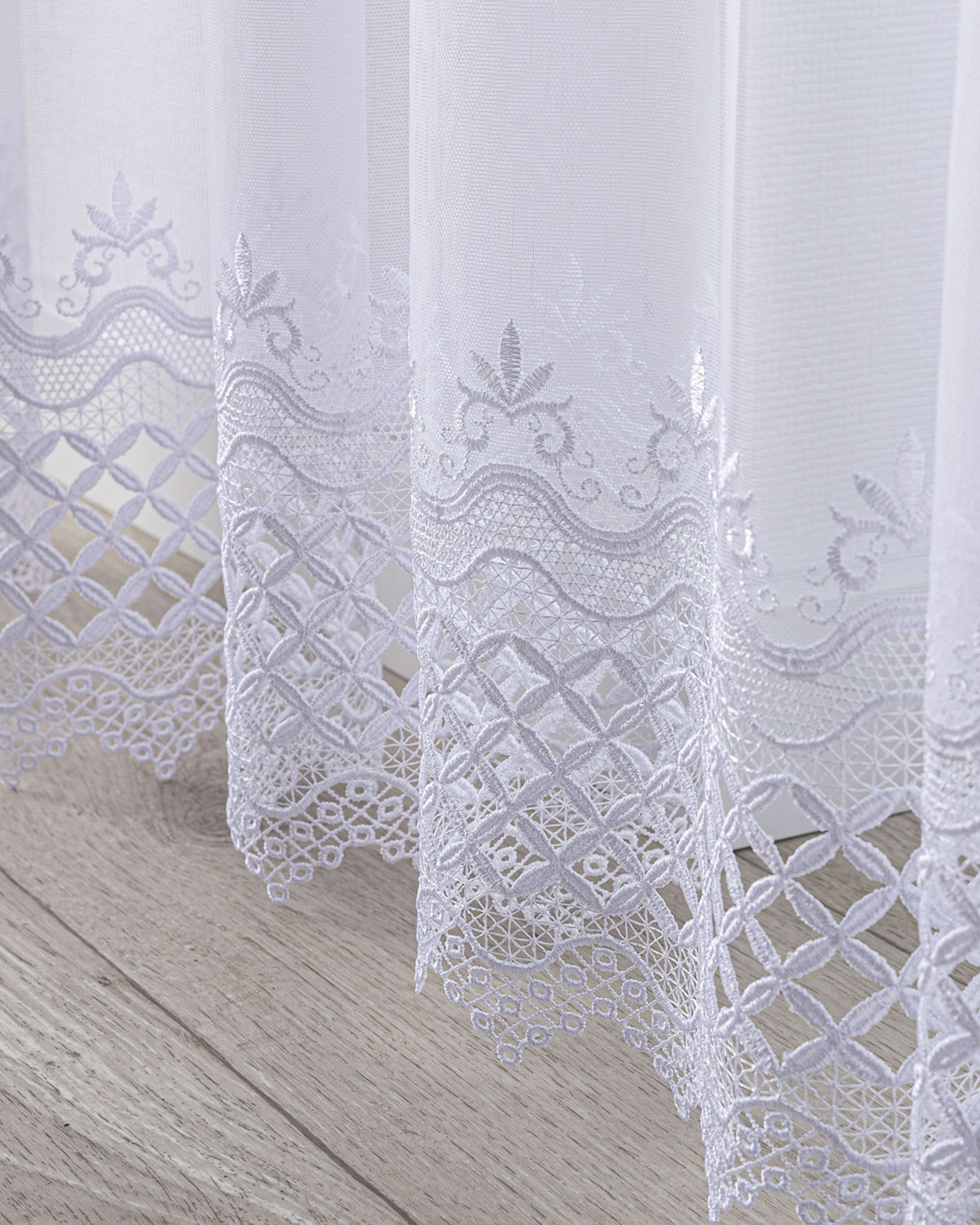 Voile Wave Gardin 1 stk. farve hvid stof lysgennemtrængende, grov, mønstret (hover)