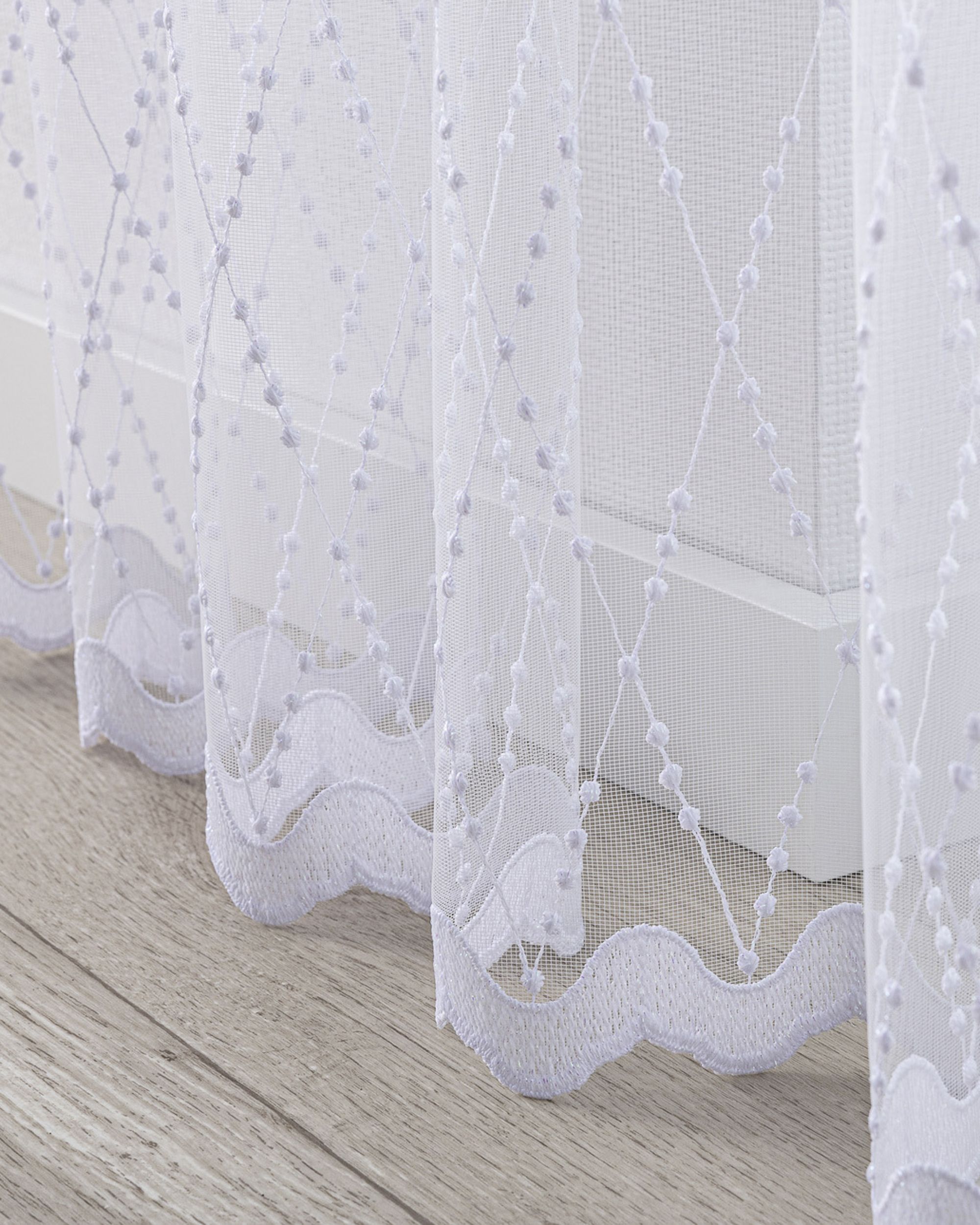 Voile Wave Gardin 1 stk. farve hvid stof lysgennemtrængende, grov, mønstret (hover)