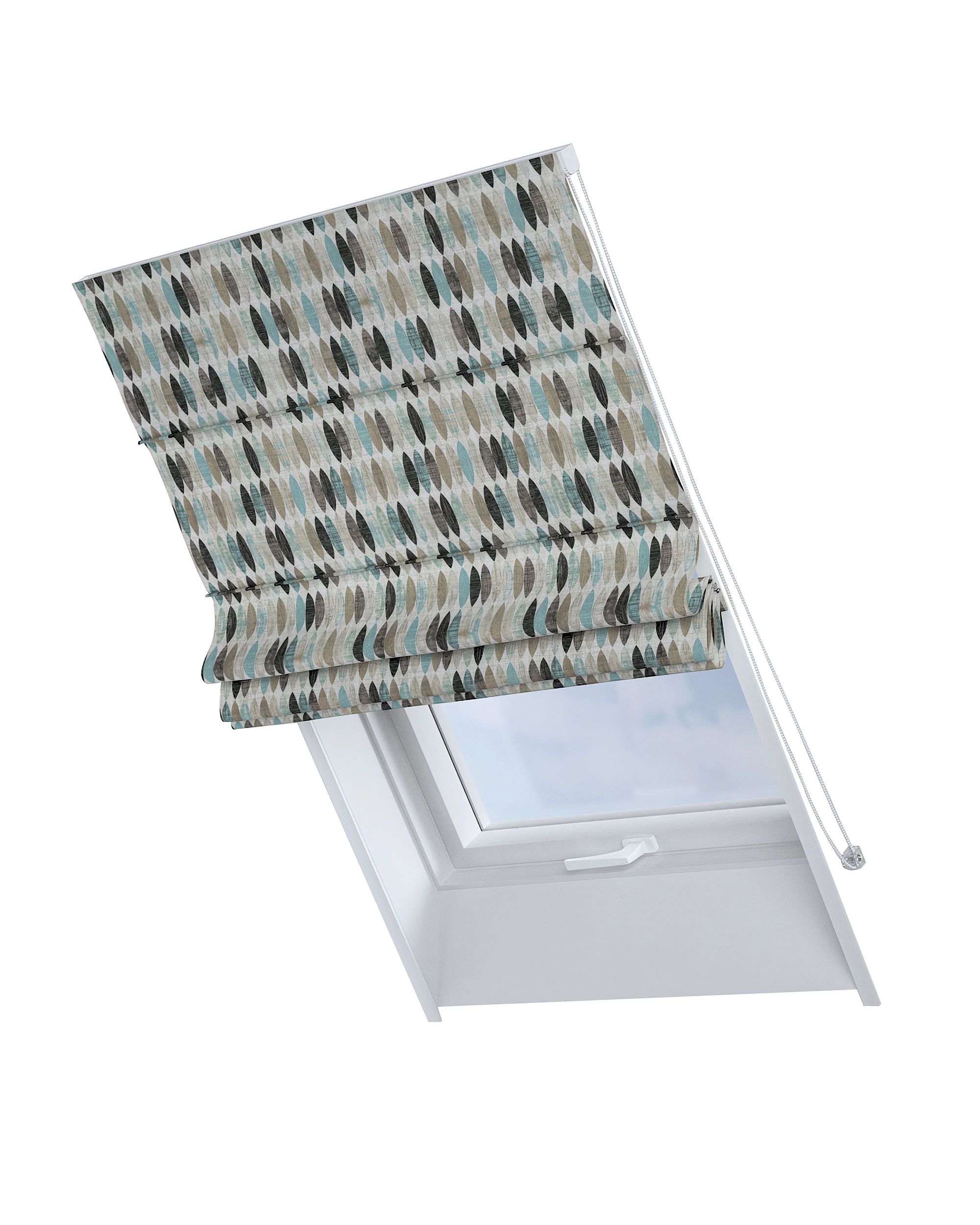 Foldegardin Rimini<br/>Til tagvinduer farve beige stof mønstret