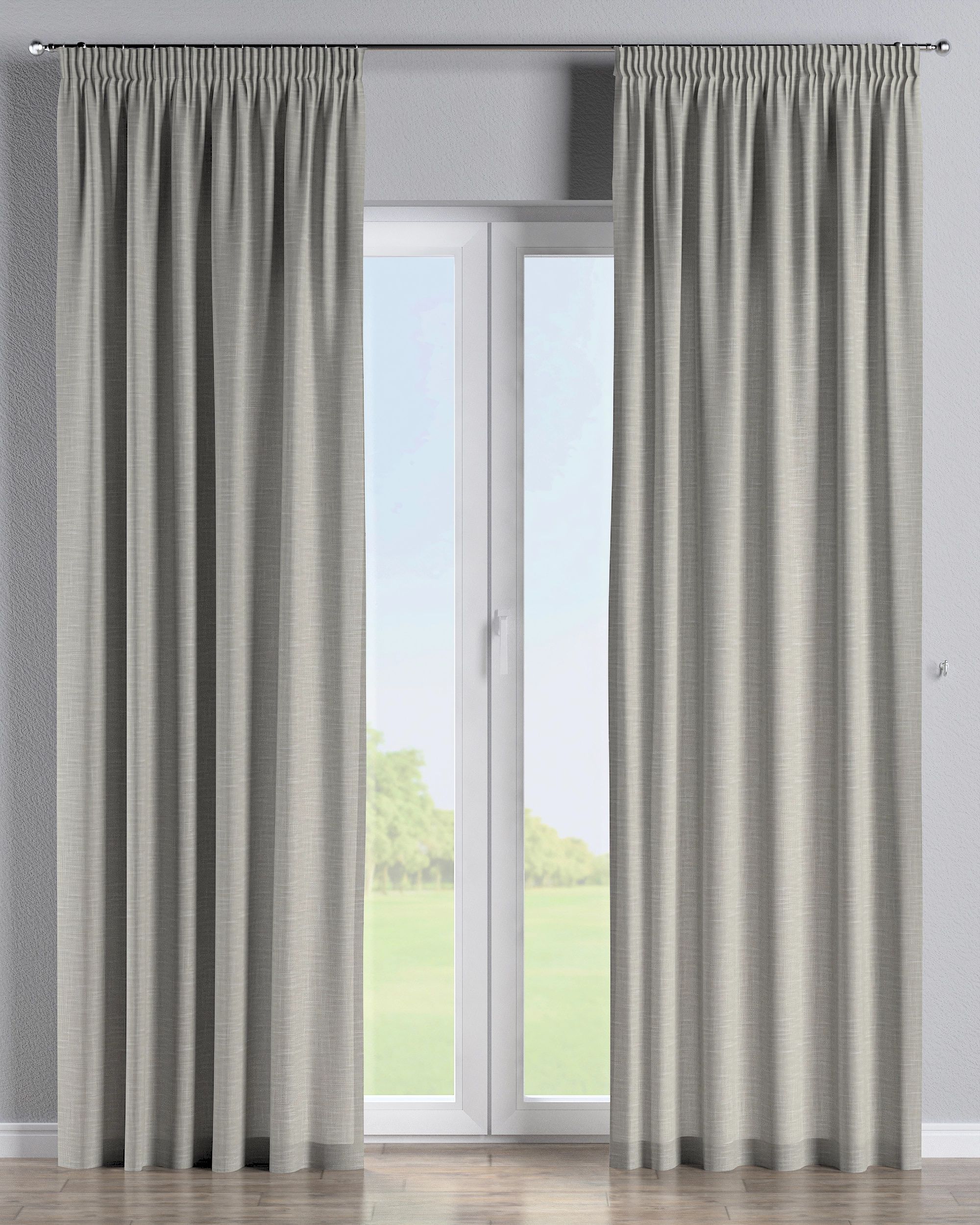 Gardin med rynkebånd 1 stk. farve beige stof grov