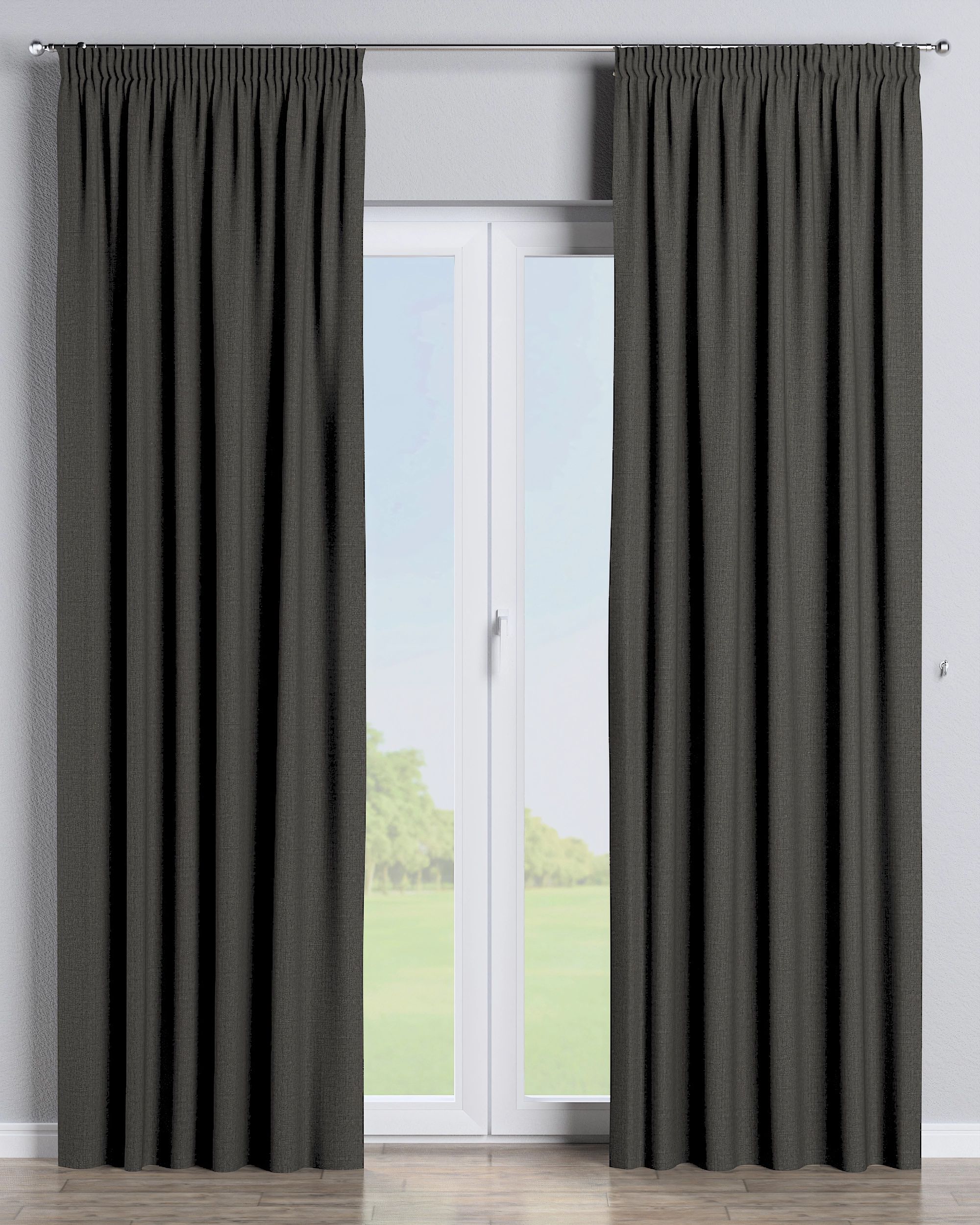 Gardin med rynkebånd 1 stk. farve brun stof outdoor, grov