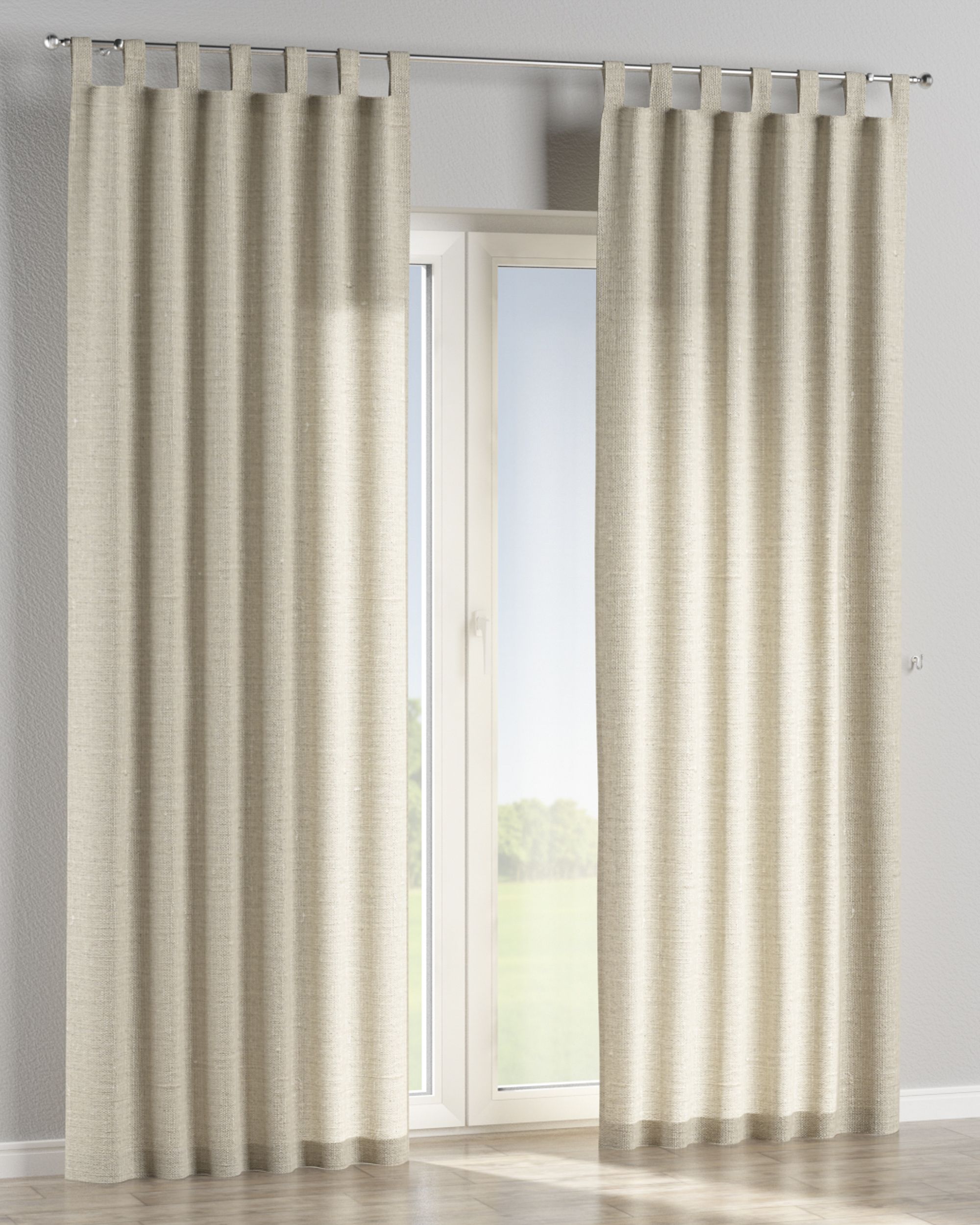 Gardin med stropper 1 stk. farve beige stof lysgennemtrængende, grov