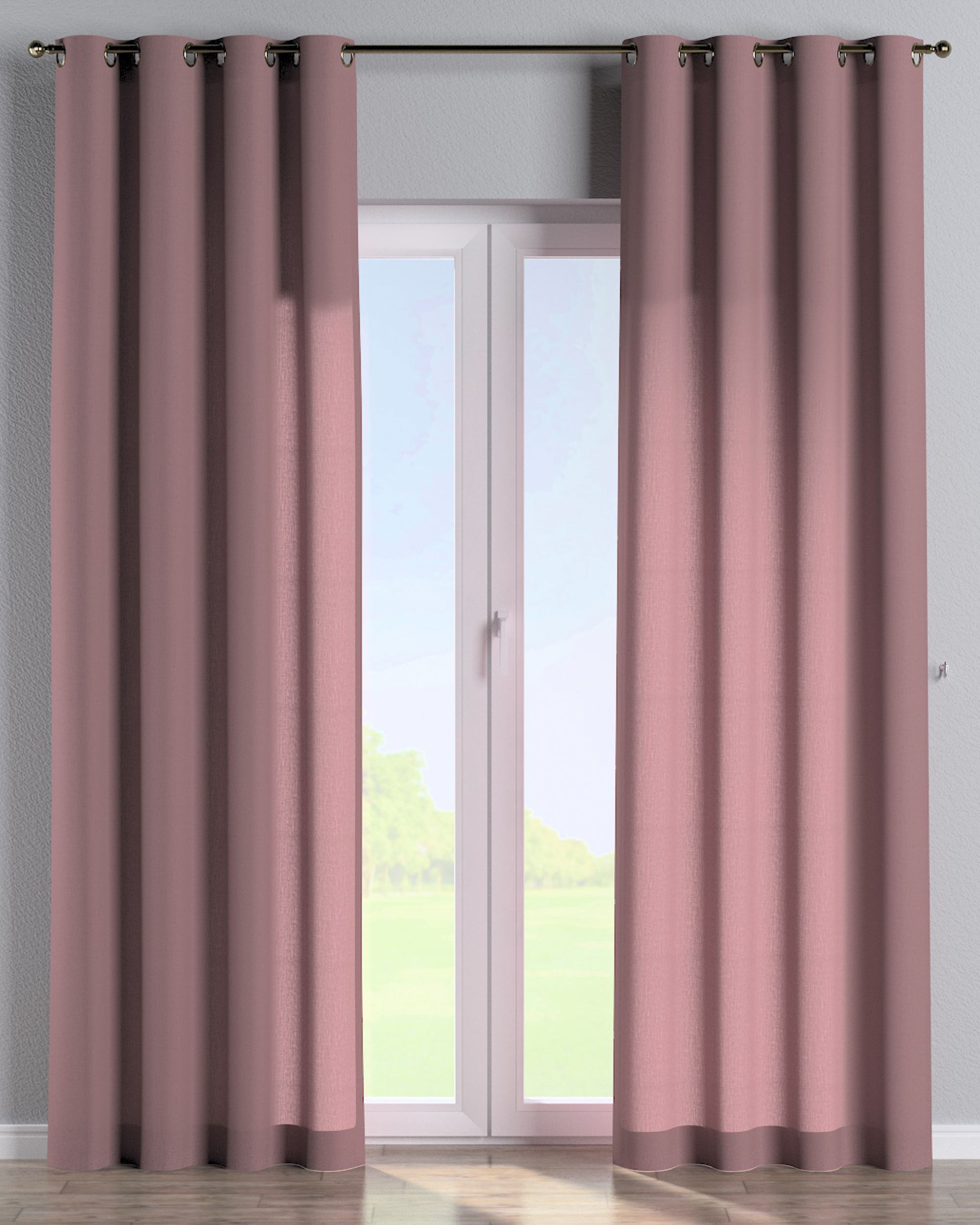Gardin med øskner 1 stk. farve pink stof lysgennemtrængende, grov