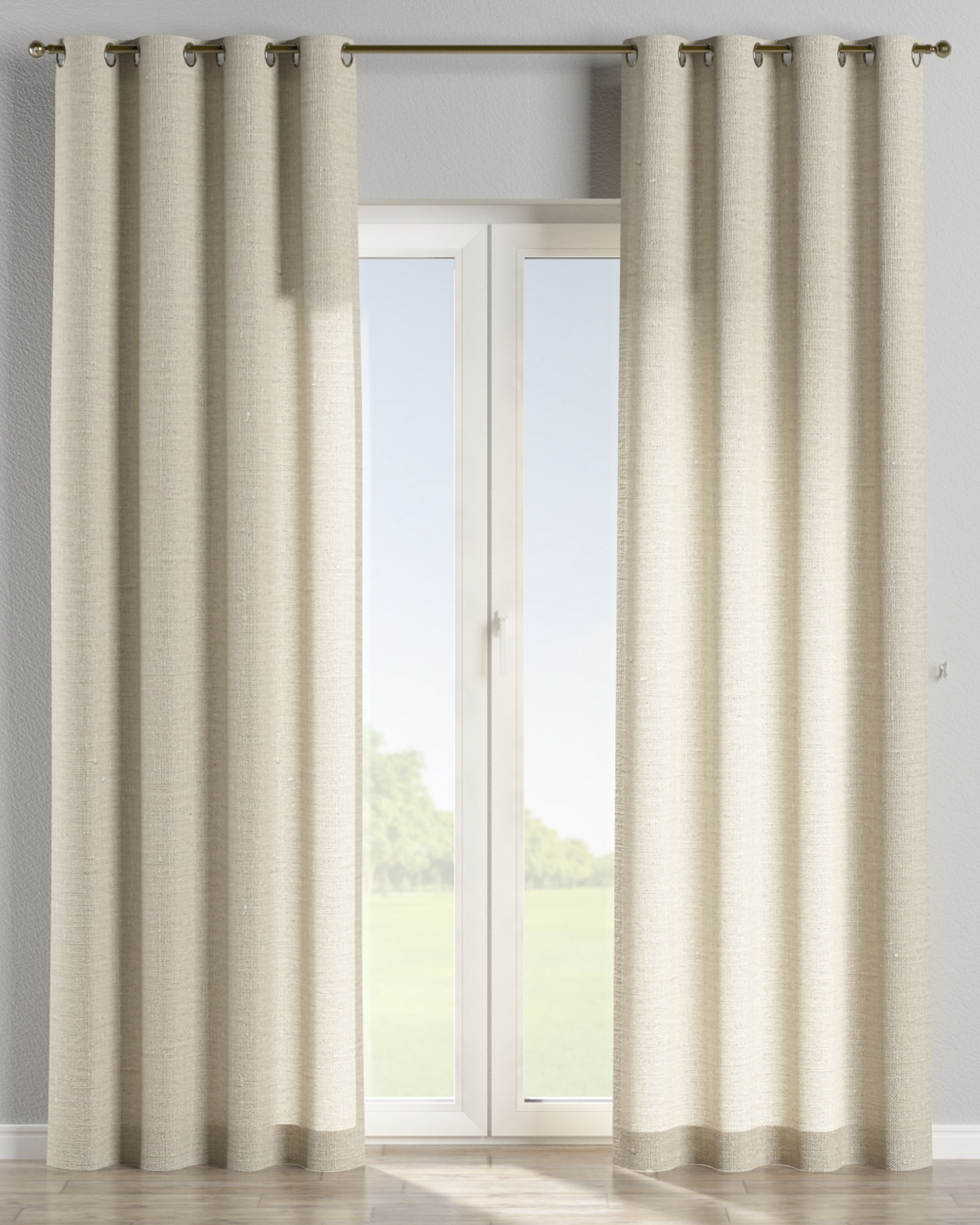 Gardin med øskner 1 stk. farve beige stof lysgennemtrængende, grov (hover)