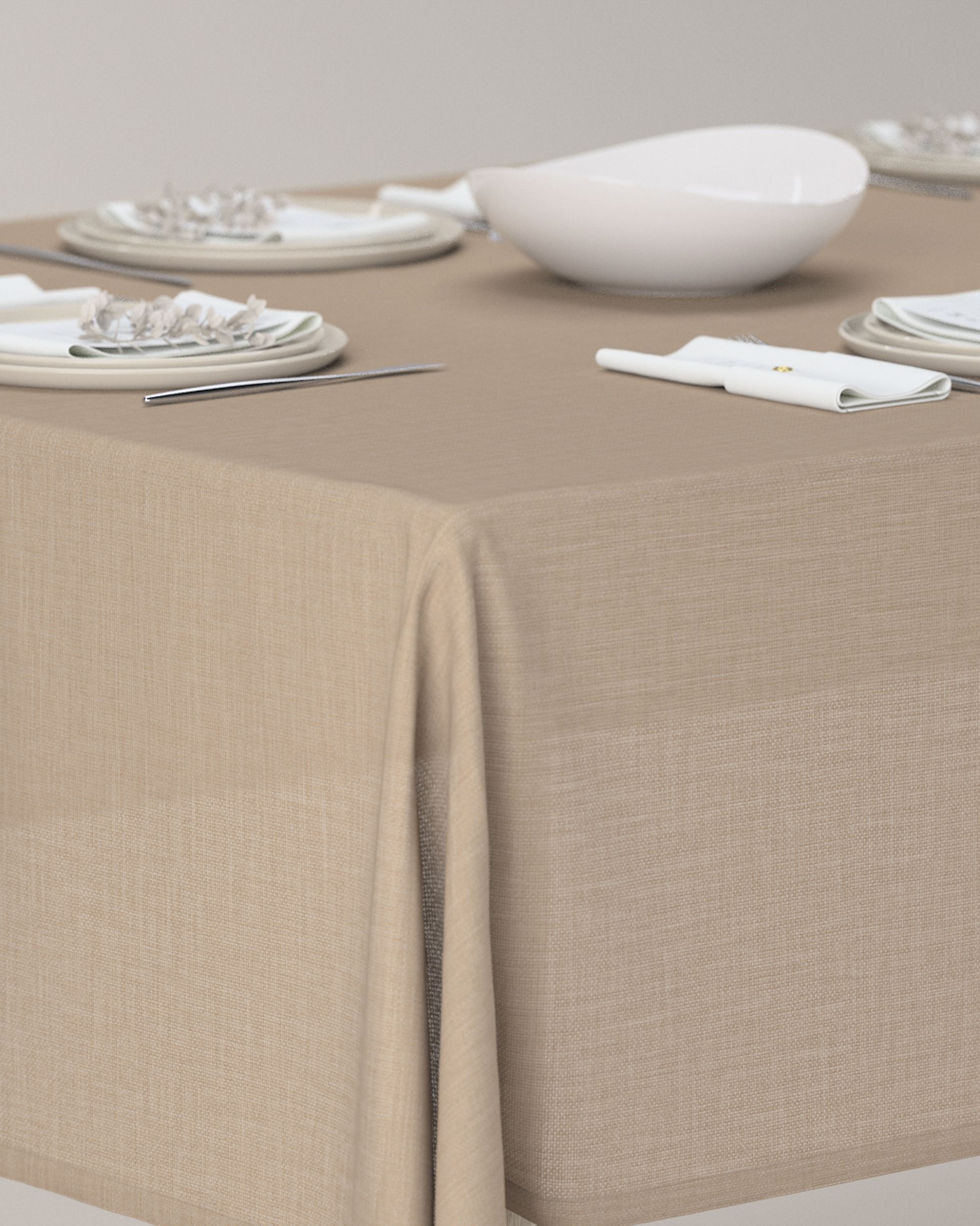 Rektangulære borddug farve beige stof grov (hover)