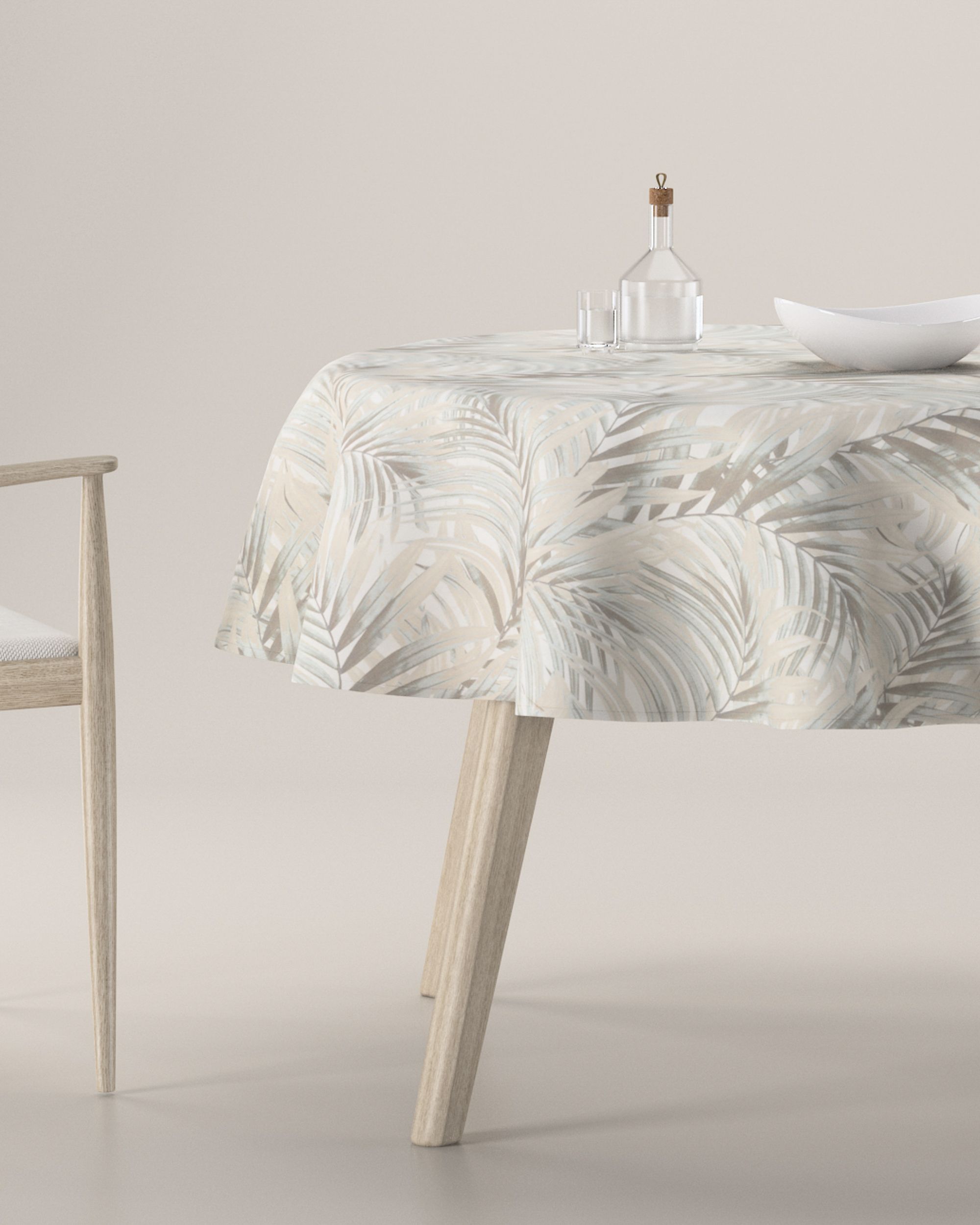 Runde borddug farve beige stof mønstret