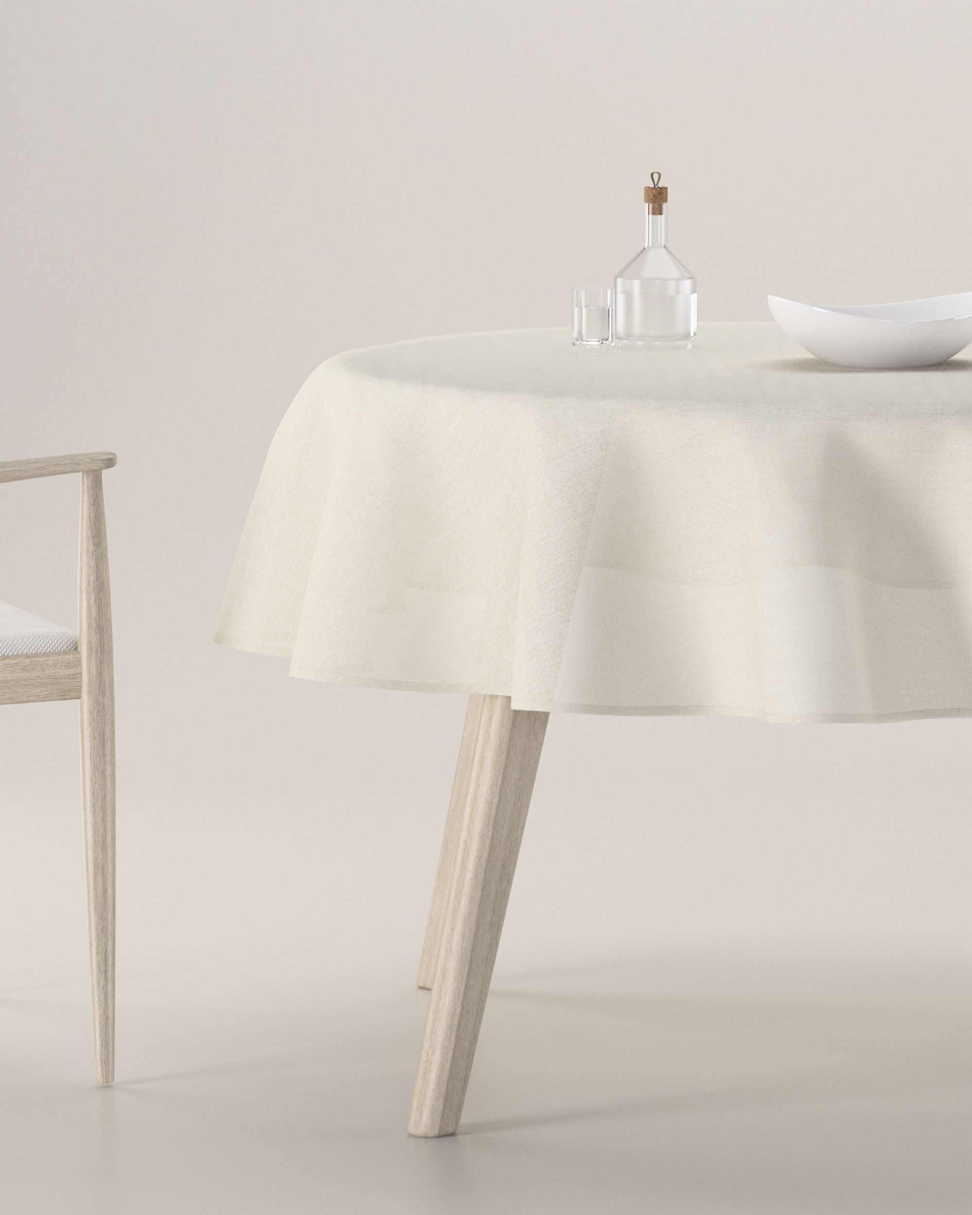 Runde borddug farve creme stof grov