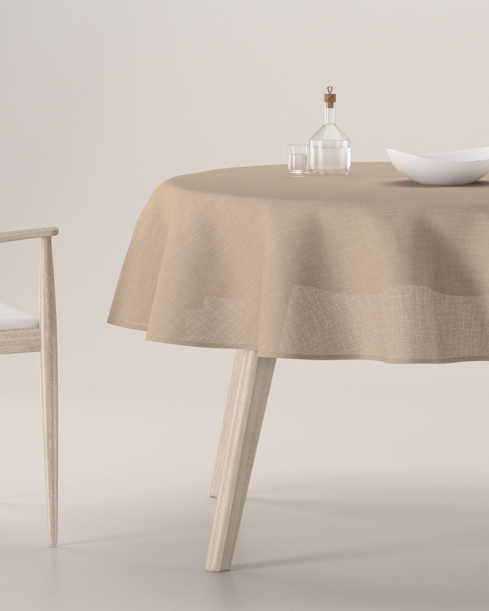 Runde borddug farve beige stof grov