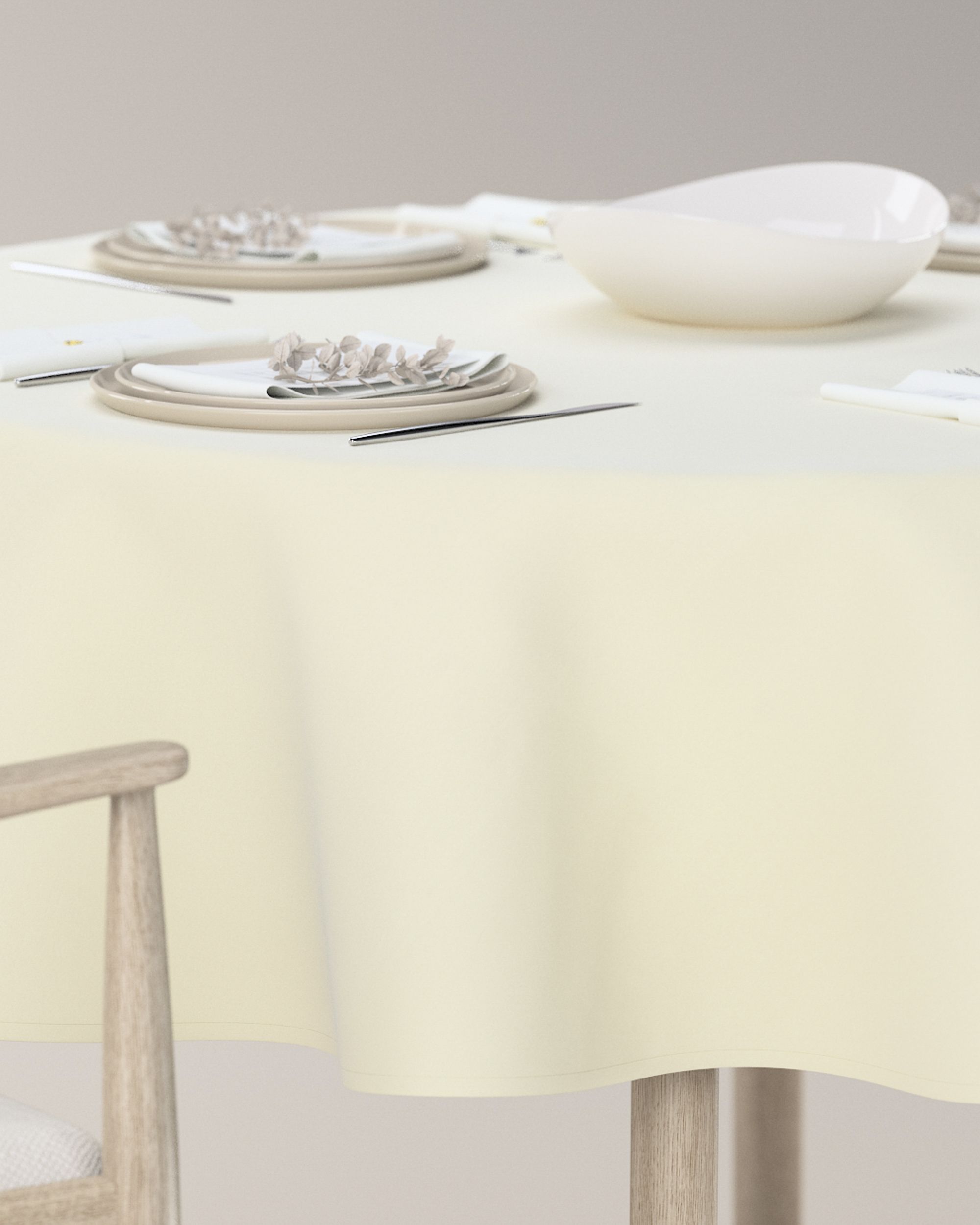 Runde borddug farve creme stof blank, velour (hover)