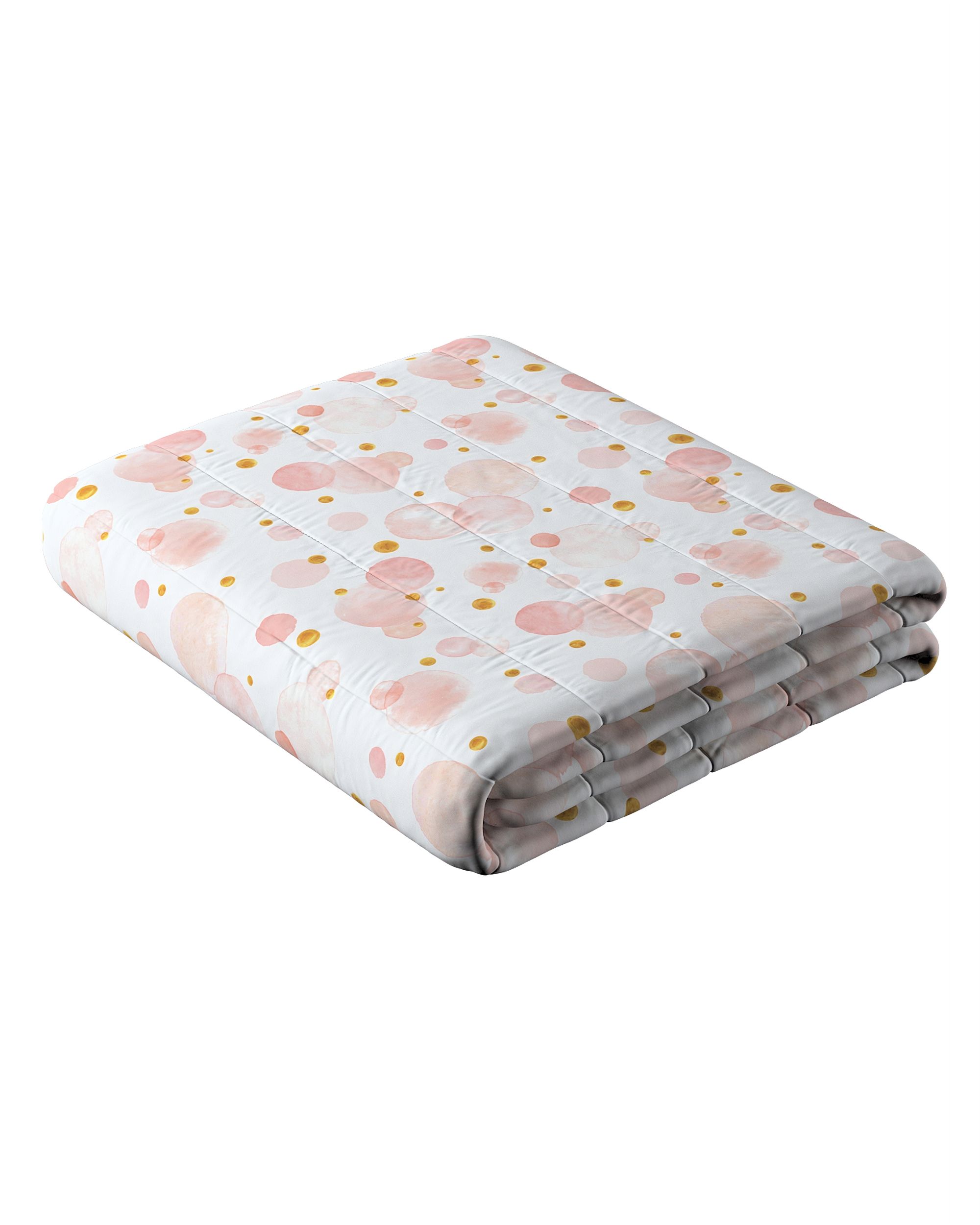 Sengetæppe quiltet<br/>10cm striber farve pink stof mønstret