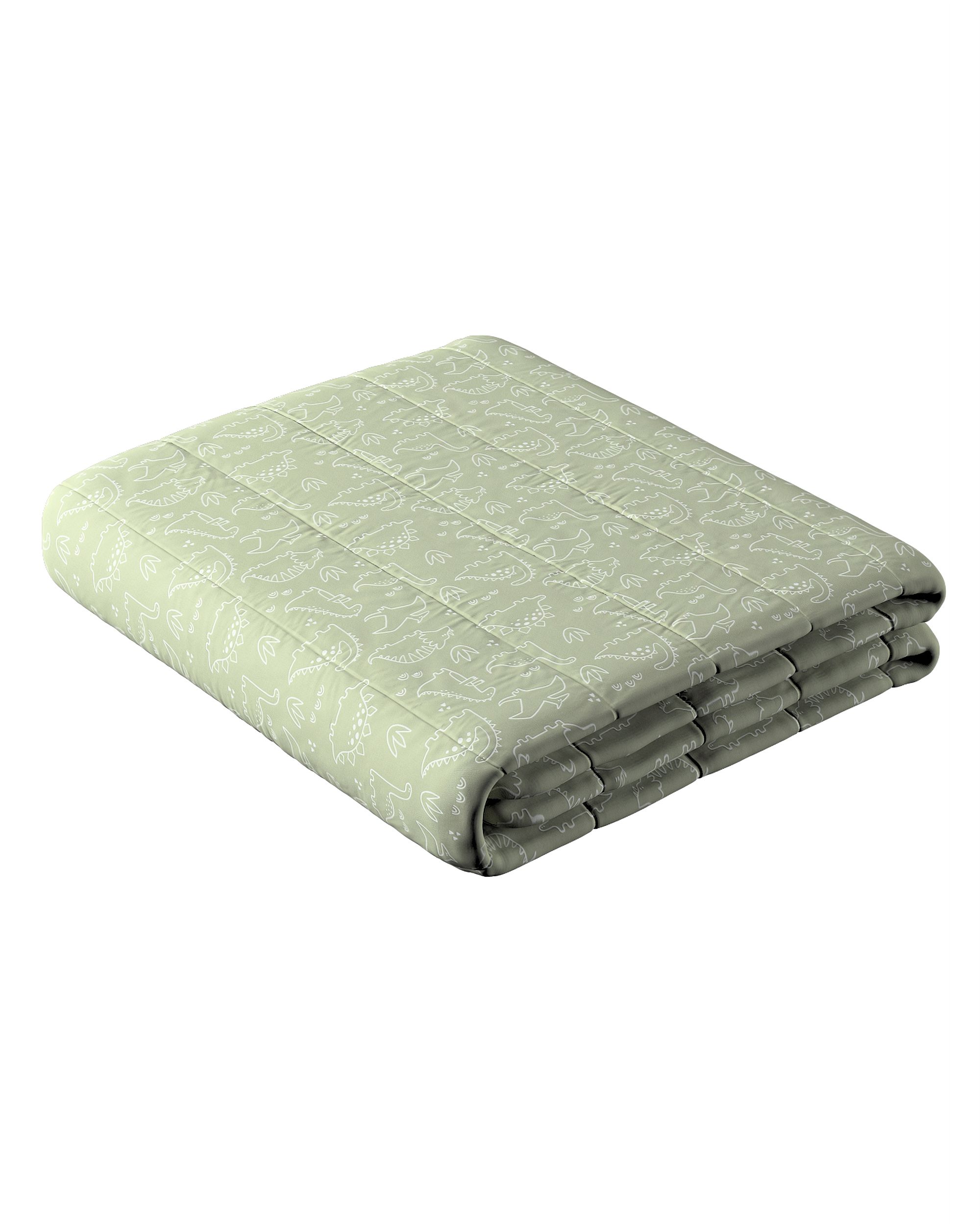 Sengetæppe quiltet<br/>10cm striber farve grøn stof mønstret