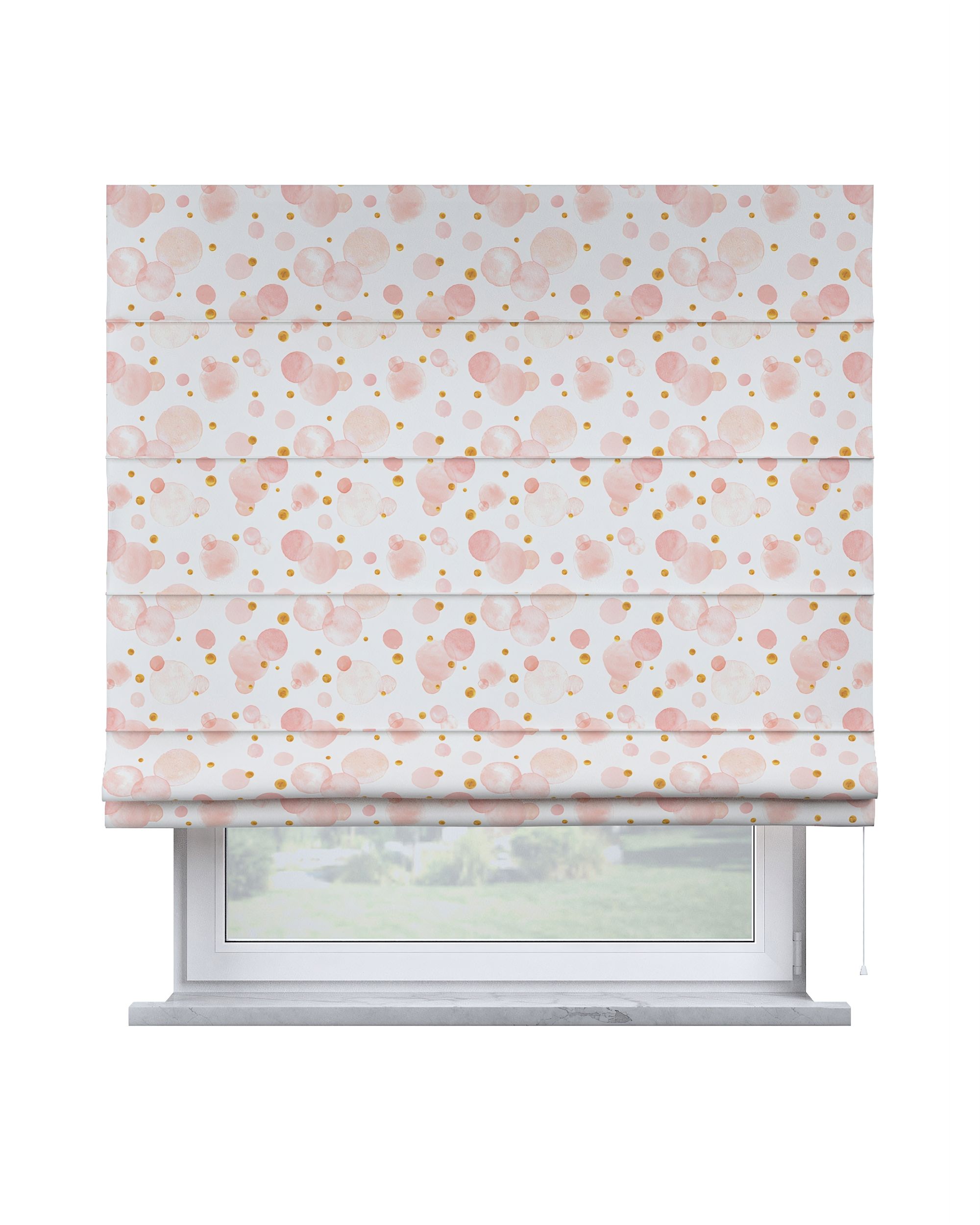 Foldegardin Capri farve pink stof mønstret