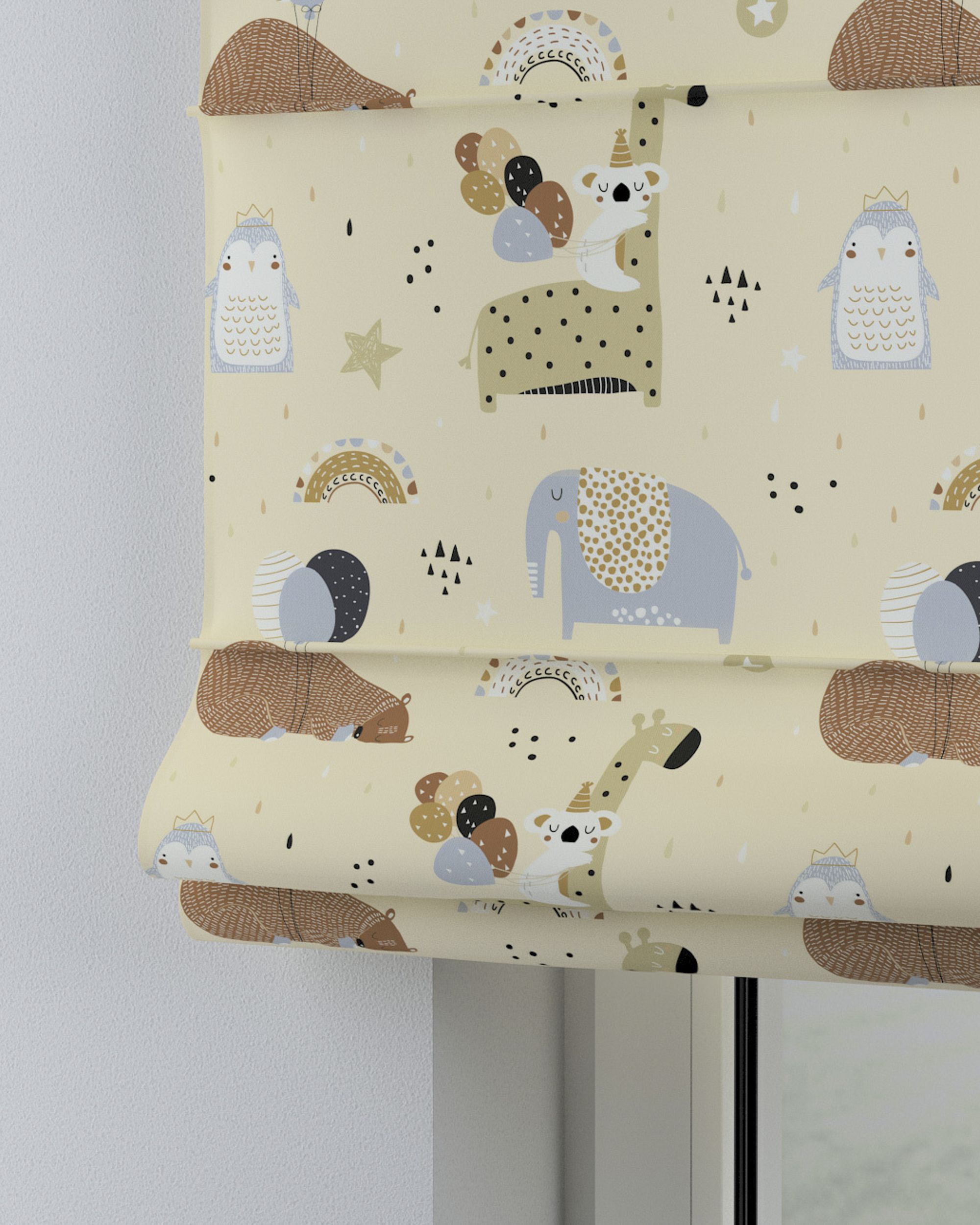 Foldegardin Capri farve beige stof mønstret (hover)