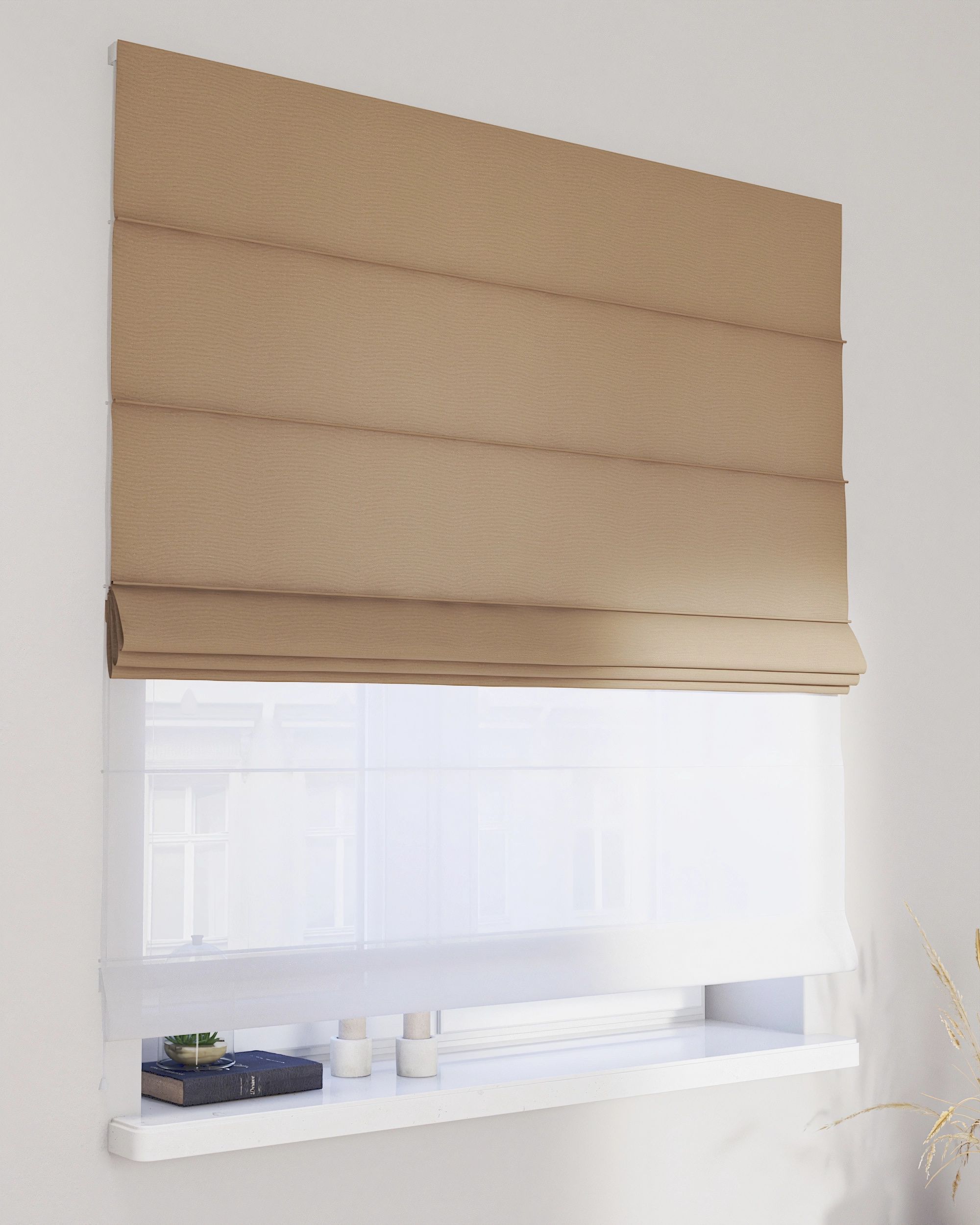 Foldegardin Duo med voile farve beige