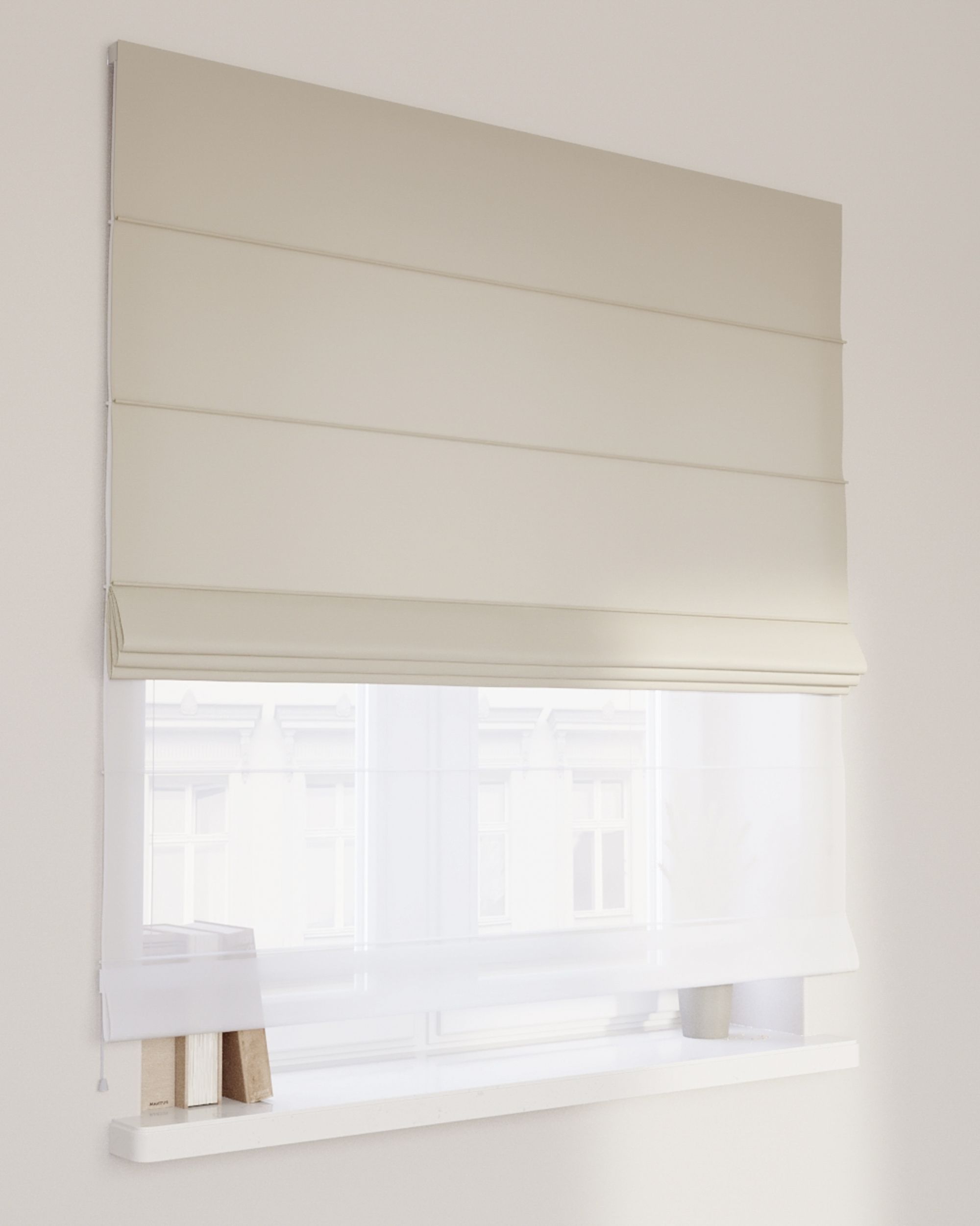 Foldegardin Duo med voile farve beige