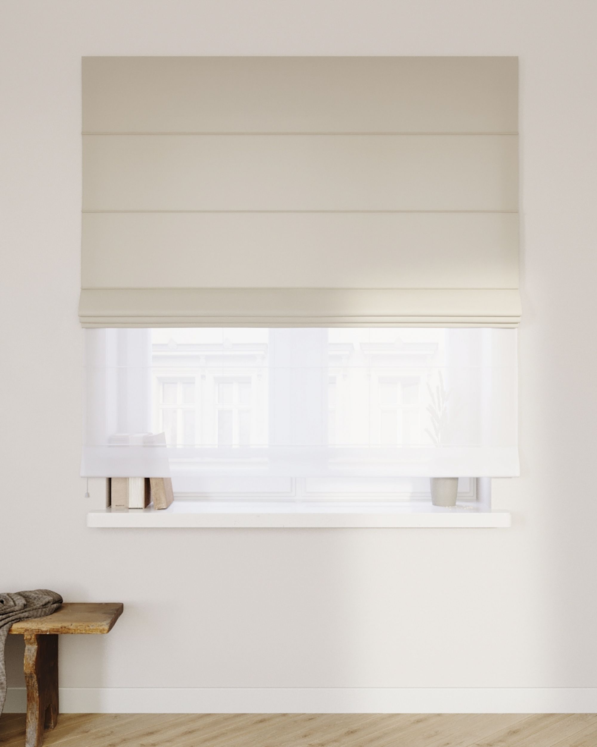 Foldegardin Duo med voile farve beige (hover)