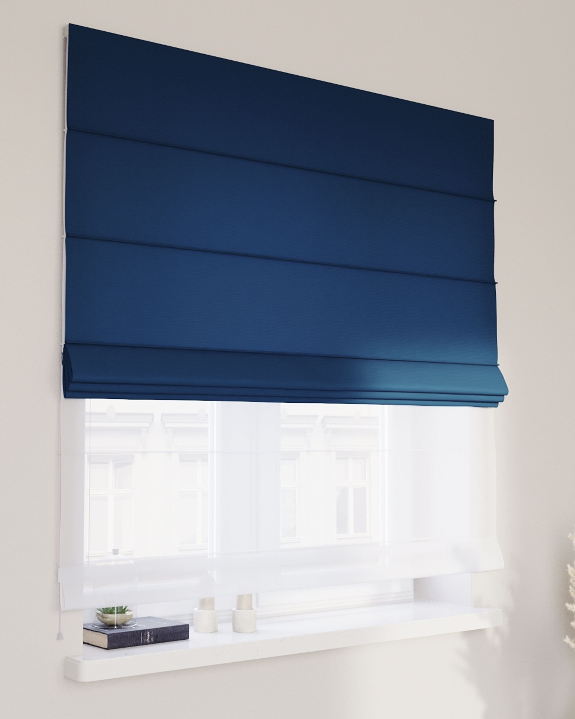Foldegardin Duo med voile farve marineblå