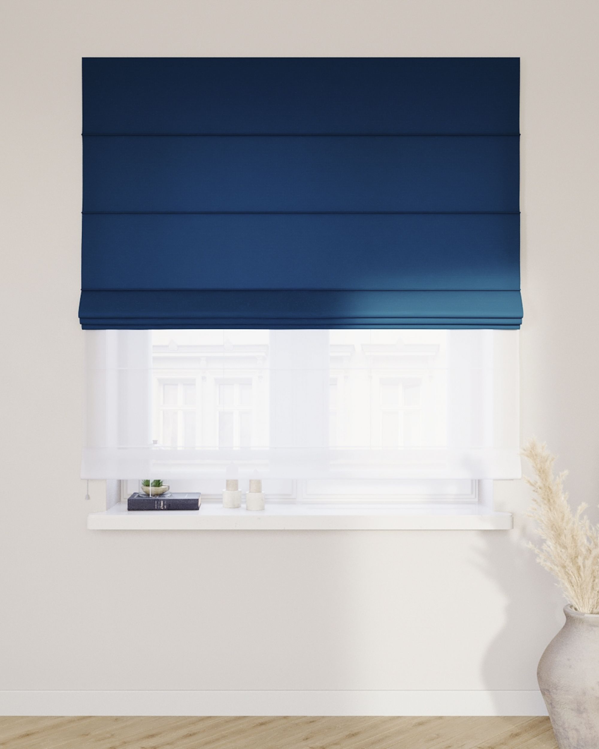 Foldegardin Duo med voile farve marineblå (hover)