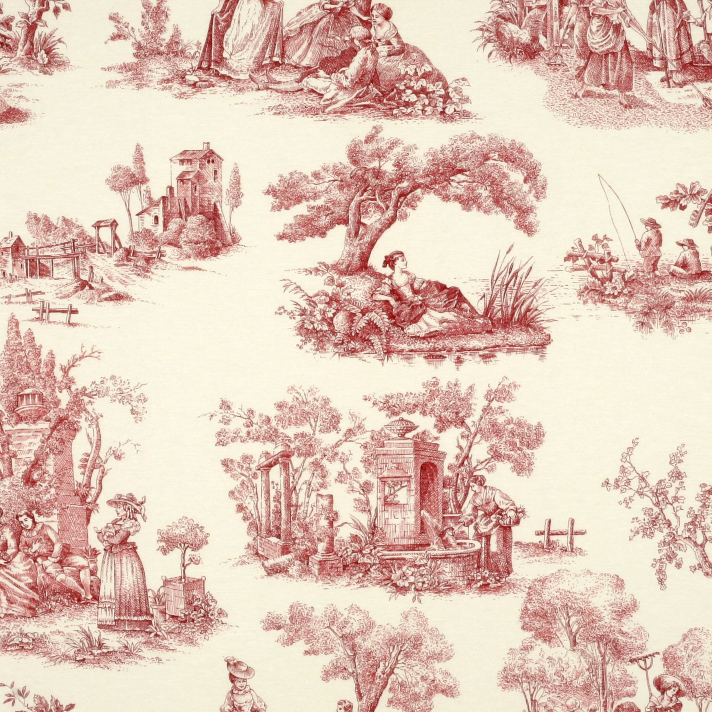 Avinon 132-15 rød print, creme baggrund