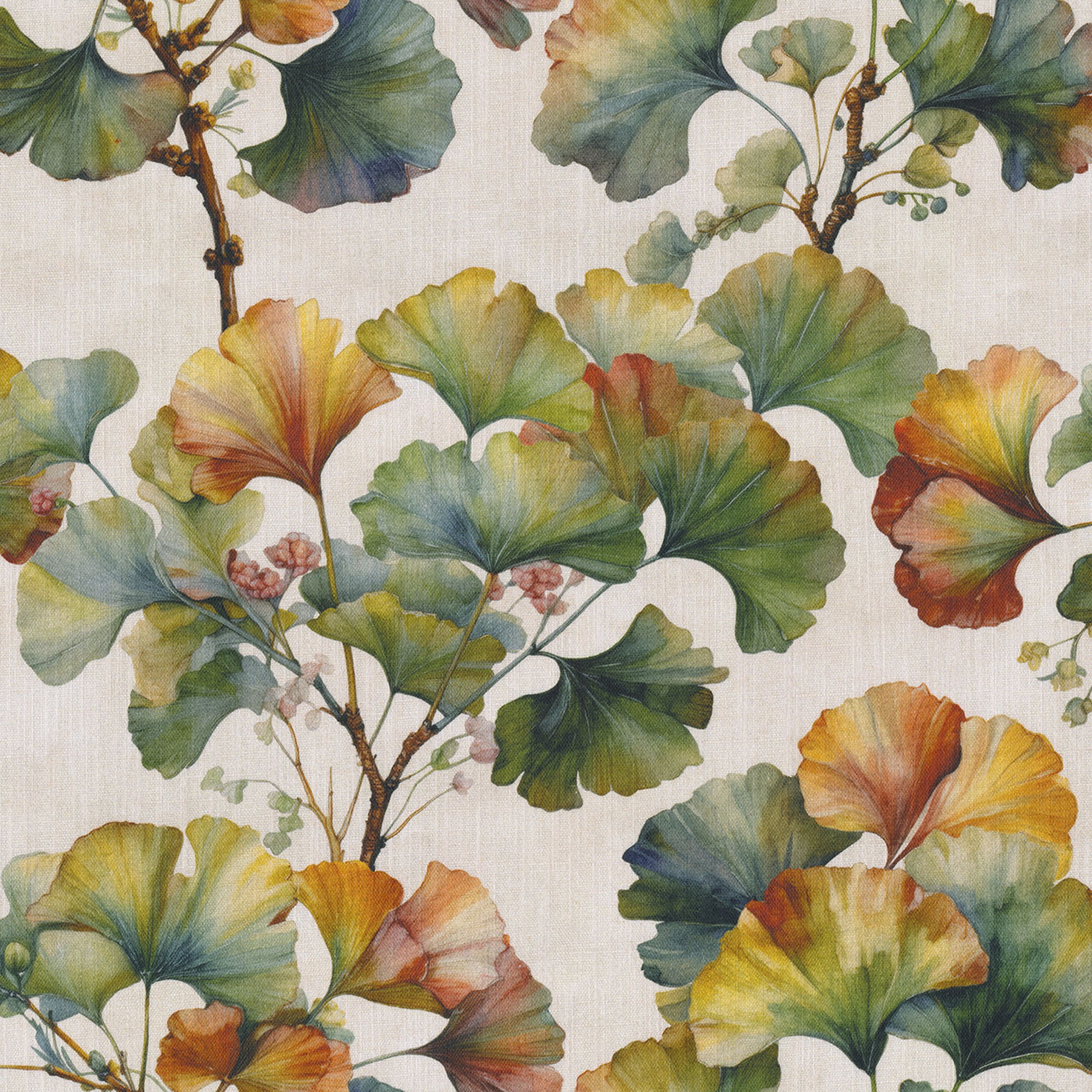 Botanic Viscose 145-18 naturhvid med print
